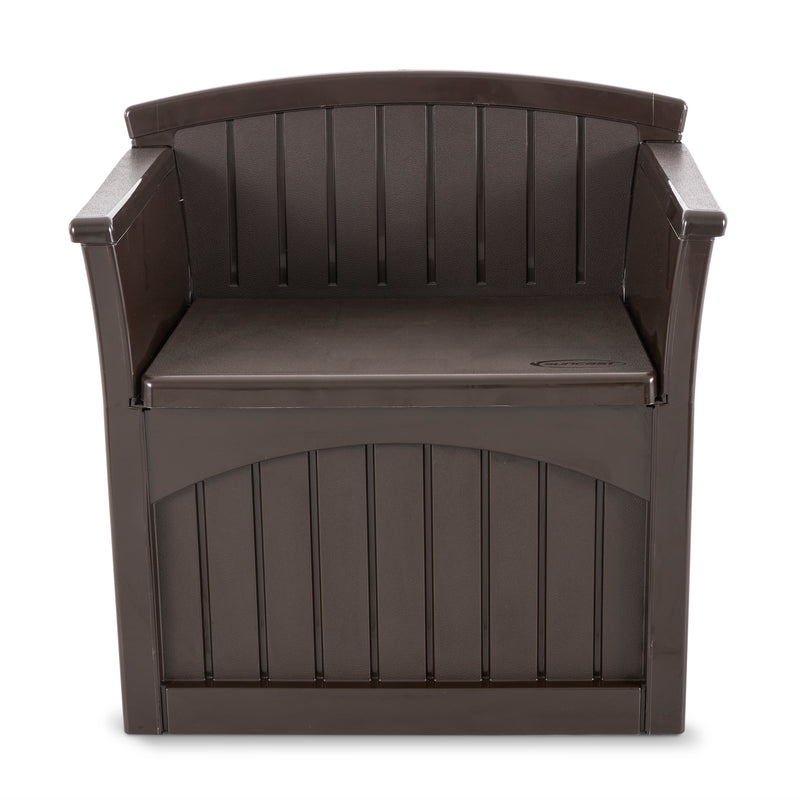 Suncast 31 Gallon Patio Seat Outdoor Storage and Bench Chair, Java | PB2600J