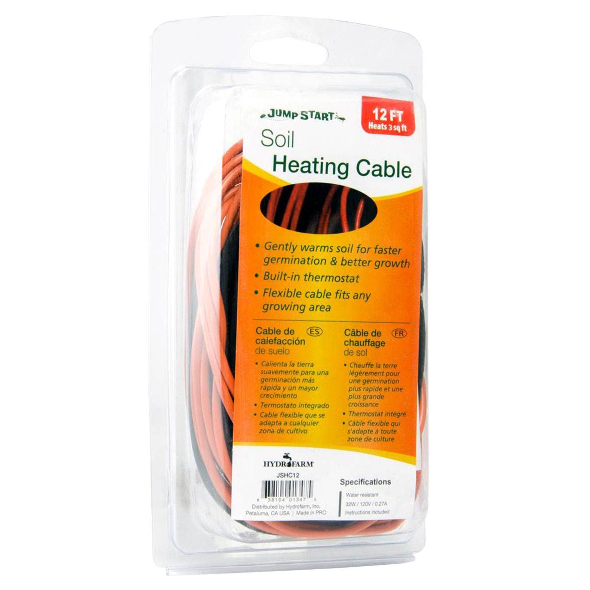 Jump Start JSHC12 Soil Heating Cable with Built-In Thermostat, 12 Feet (2 Pack) - VMInnovations