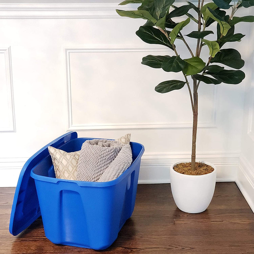 Homz 18 Gal Standard Storage Container with Secure Lid, Blue, 4 Pack (Open Box) - VMInnovations