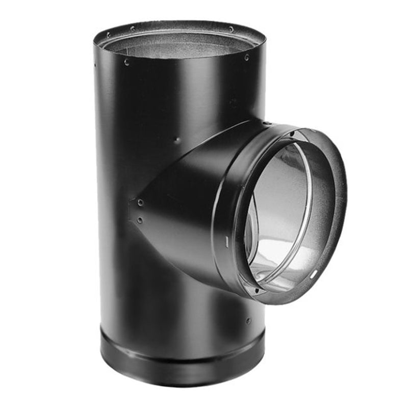 DuraVent Steel Double Wall Tee with Cleanout Cap, 7" Diameter, Black (Open Box)