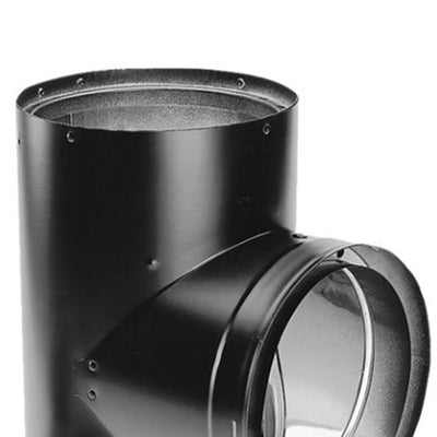 DuraVent Steel Double Wall Tee with Cleanout Cap, 7" Diameter, Black (Open Box)