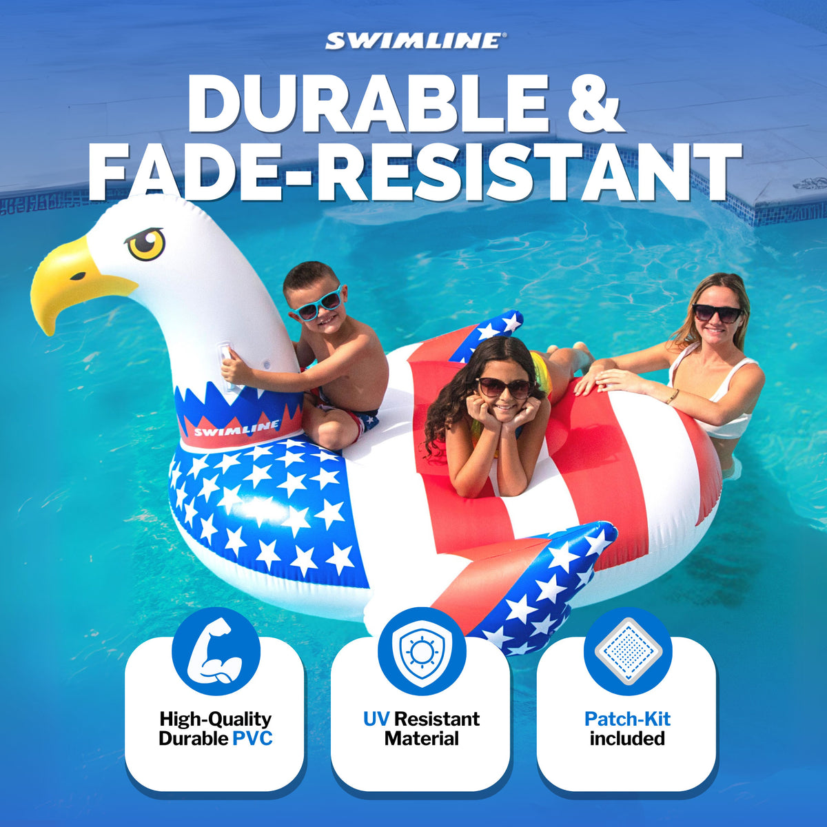 Rideable Patriotic American Bald Eagle Inflatable Swimming Pool Float (Used)