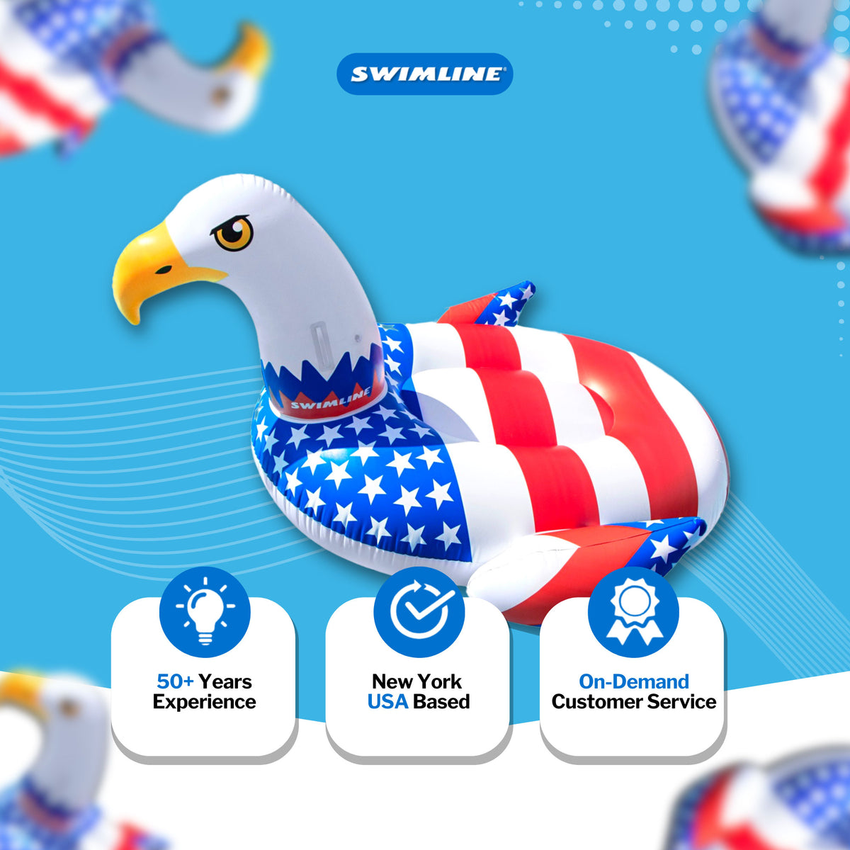 Giant Rideable Patriotic American Bald Eagle Inflatable Pool Float (Open Box)