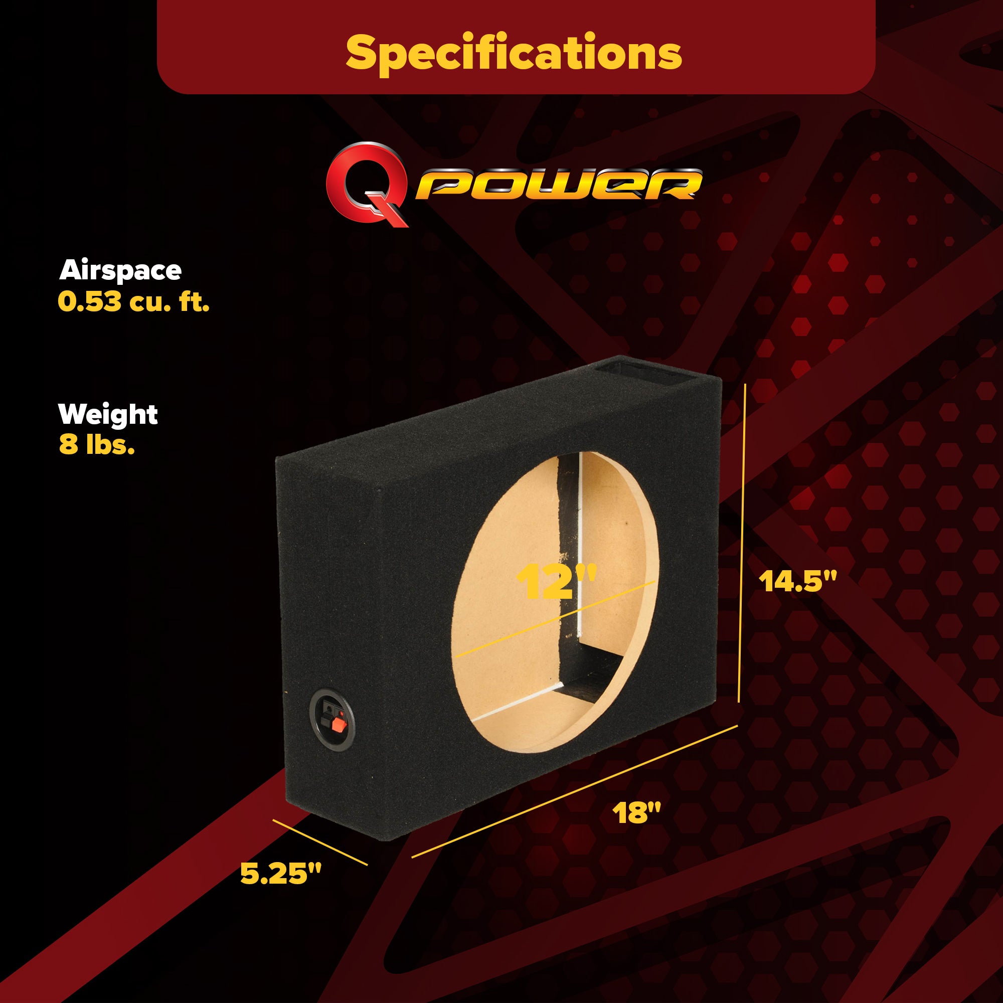 Q Power SHALLOW112 Single 12" Vented Shallow Subwoofer Sub Enclosure (Open Box)