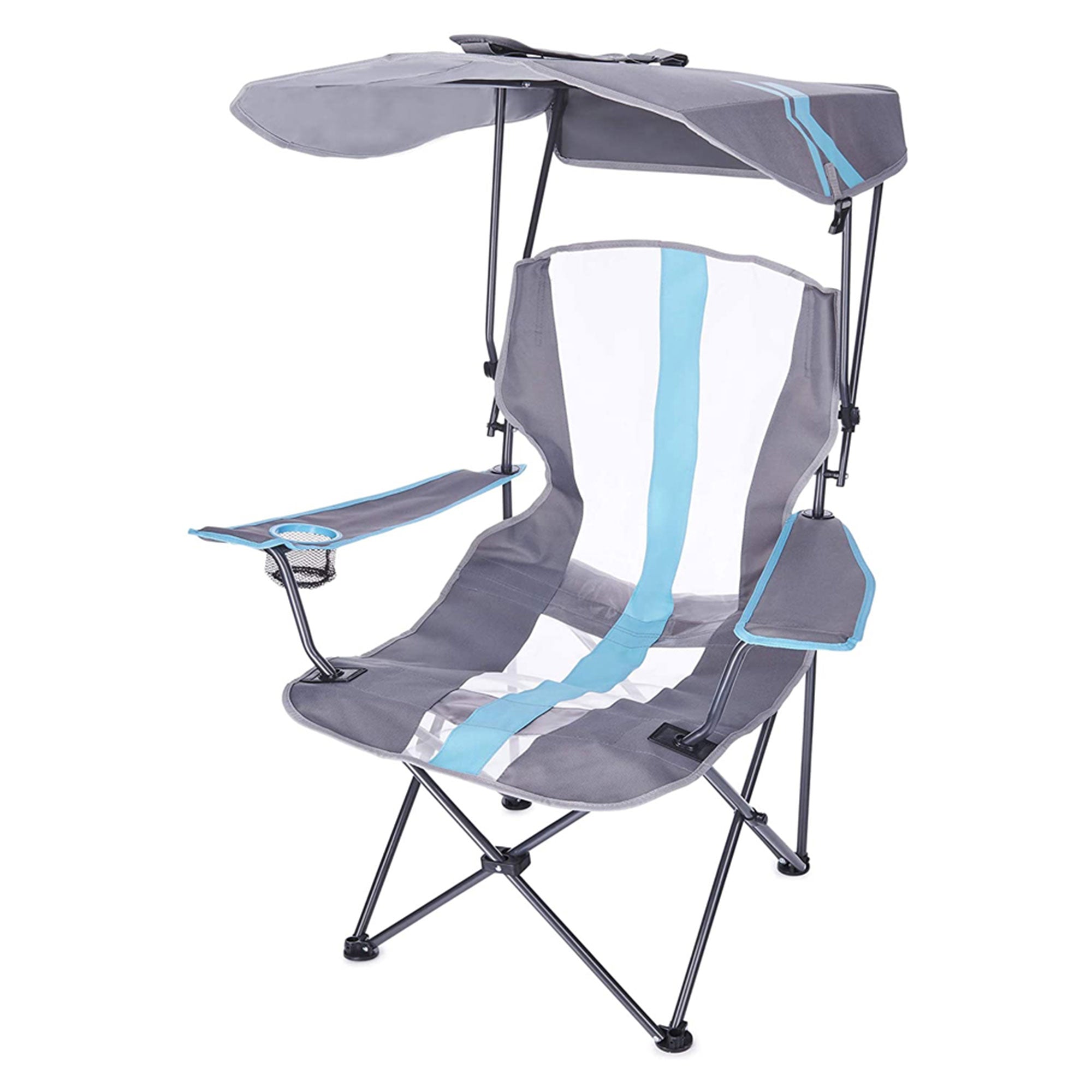 Kelsyus Premium Portable Camping Folding Lawn Chair w/ Canopy Blue (Open Box)