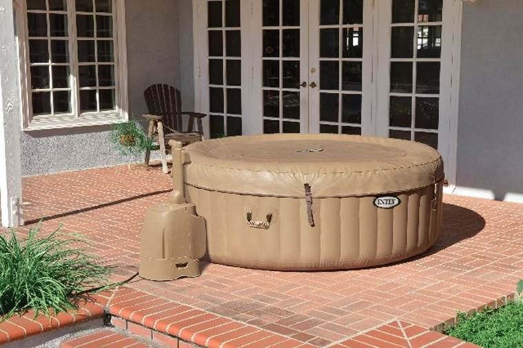 Intex PureSpa 4 Person Inflatable Hot Tub Spa Kit with Cover & Filter Cartridges