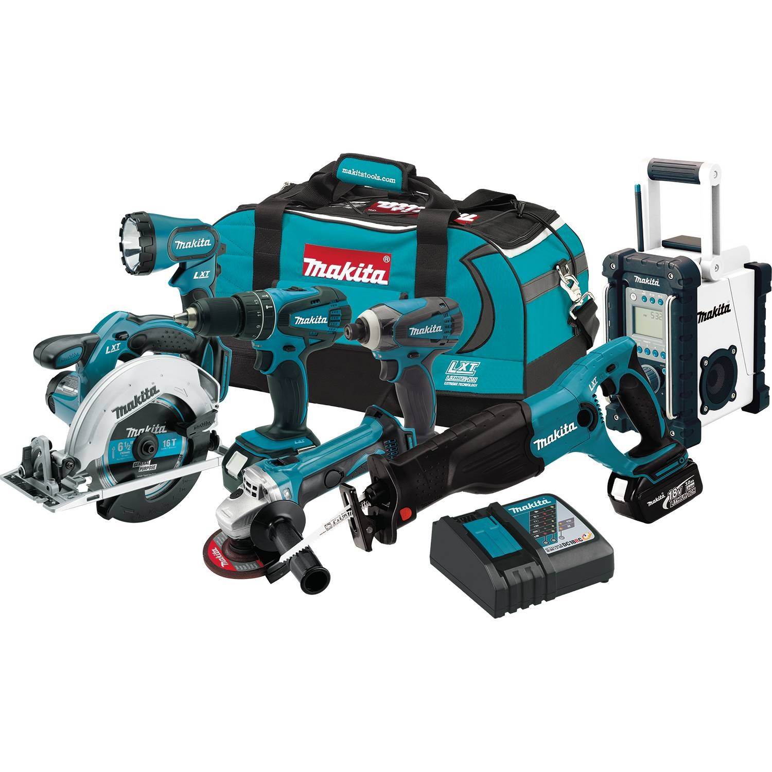 Makita 18V LXT Lithium-Ion Cordless 7pc Combo Kit w/3.0 Ah Batteries (Open Box)