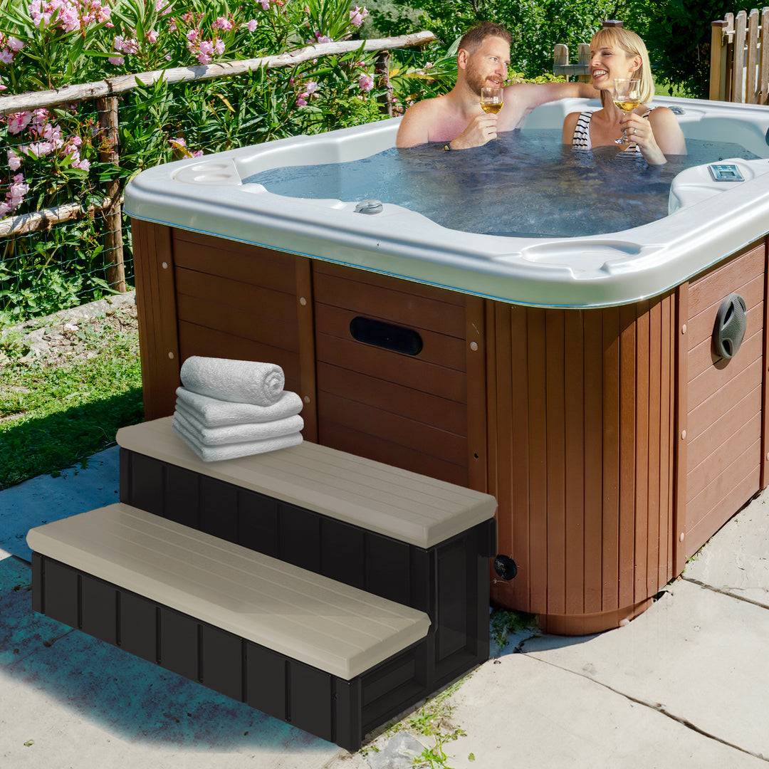 Confer Plastics Leisure Accents Deluxe Spa Step, 36" W Hot Tub Stairs,Portobello - VMInnovations