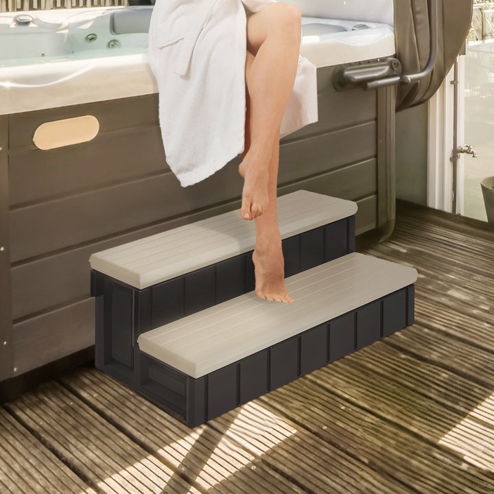 Confer Plastics Leisure Accents Deluxe Spa Step, 36" W Hot Tub Stairs,Portobello - VMInnovations