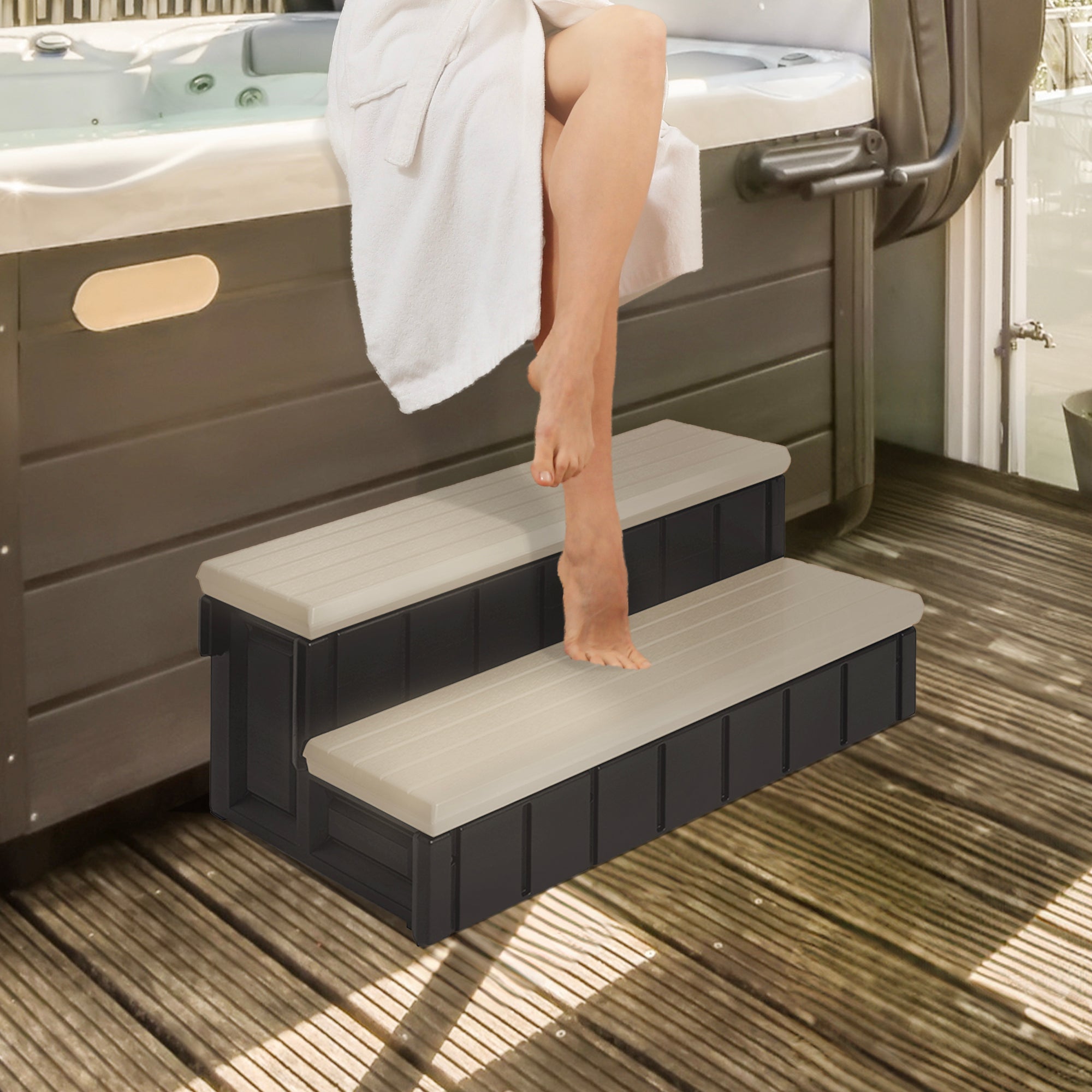 Confer Leisure Accents 36 Inch Deluxe Patio Hot Tub Spa Step, Portabello (Used) - VMInnovations