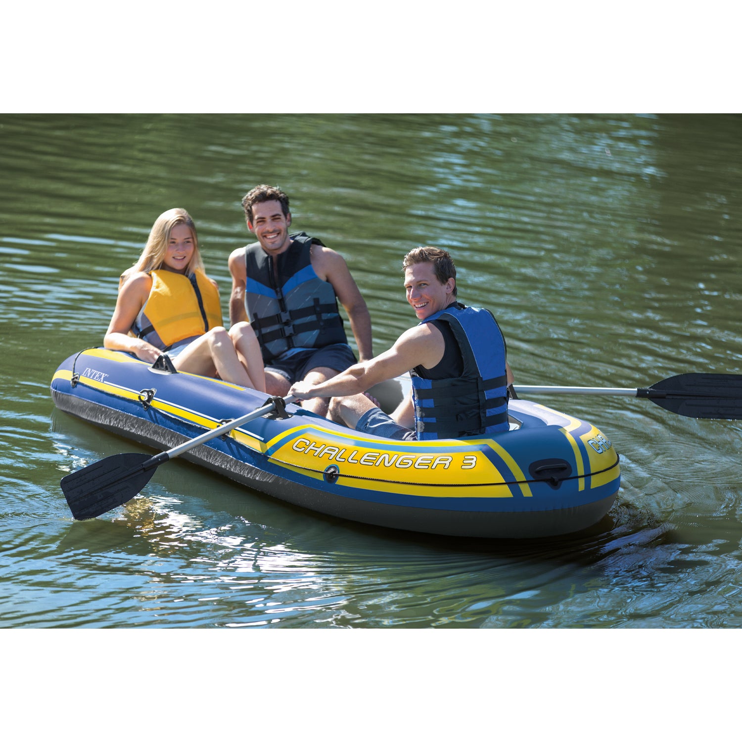 Intex Challenger 3 Inflatable Raft Boat Set With Pump And Oars (For Parts) - VMInnovations