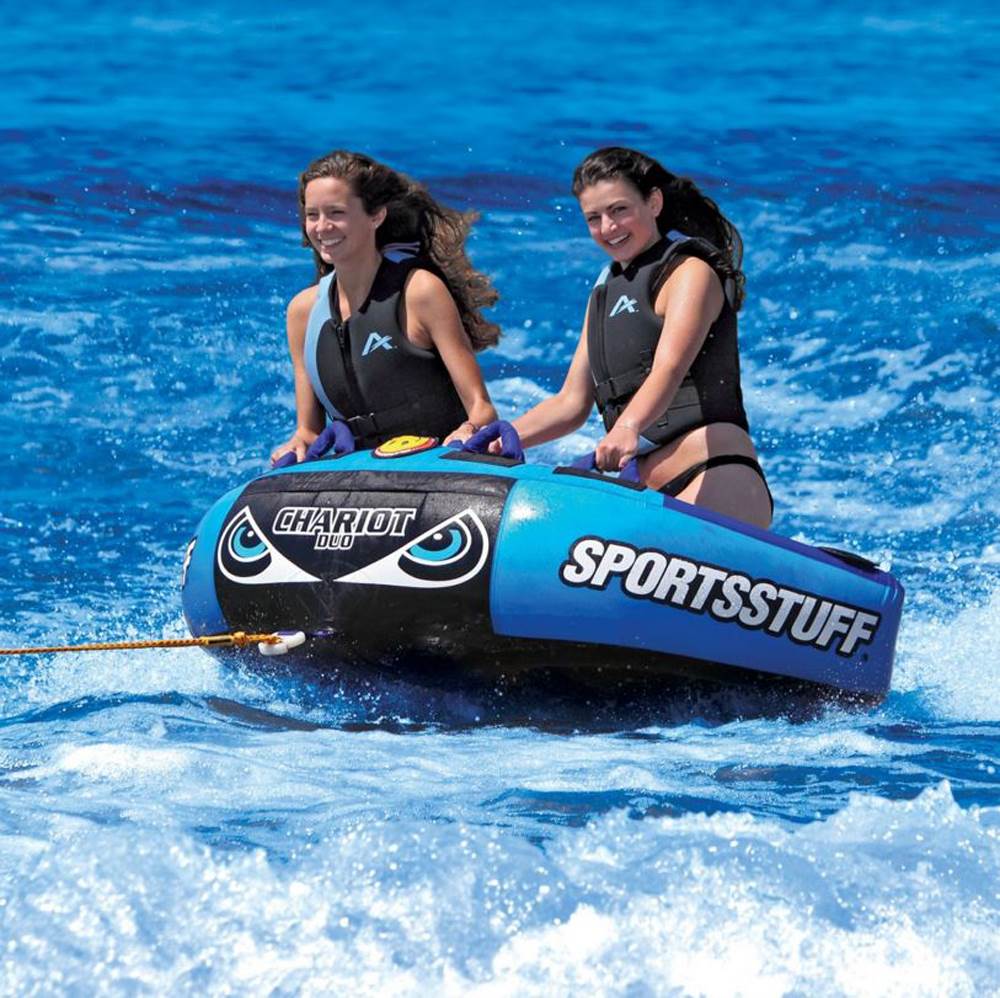Airhead SPORTSSTUFF 53-1982 Chariot Duo Double Rider Towable & 60' Tube Tow Rope