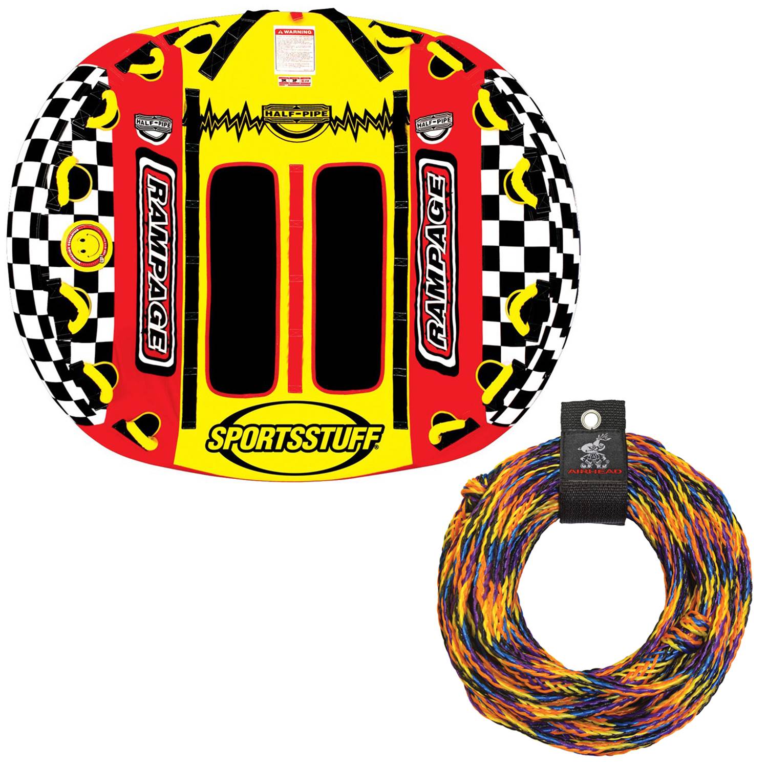 SPORTSSTUFF Half Pipe Rampage Inflatable 2-Rider Towable + Tow Rope | 53-2155