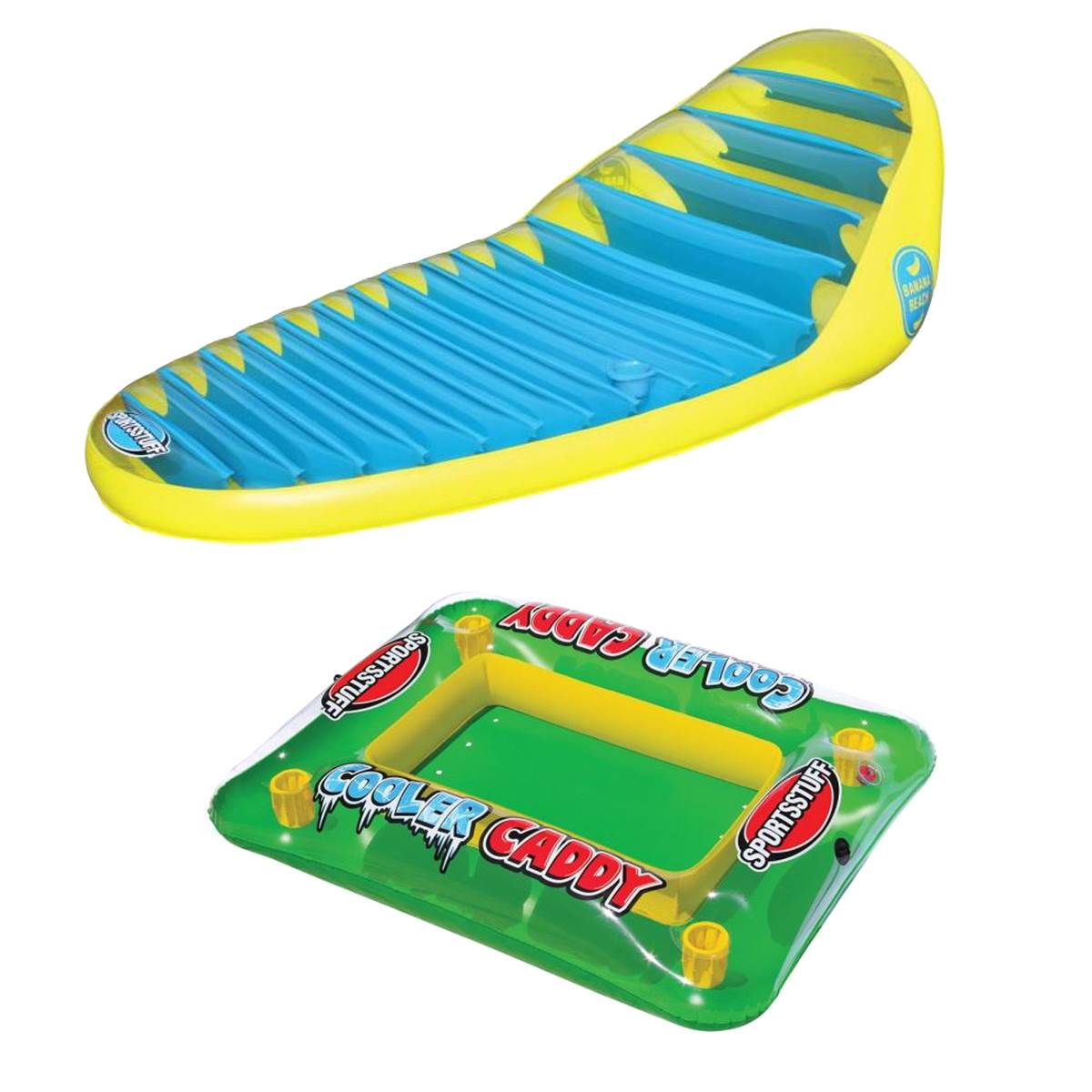 Airhead SPORTSSTUFF Banana Beach Lounge Inflatable Pool Raft w/ Cooler Float