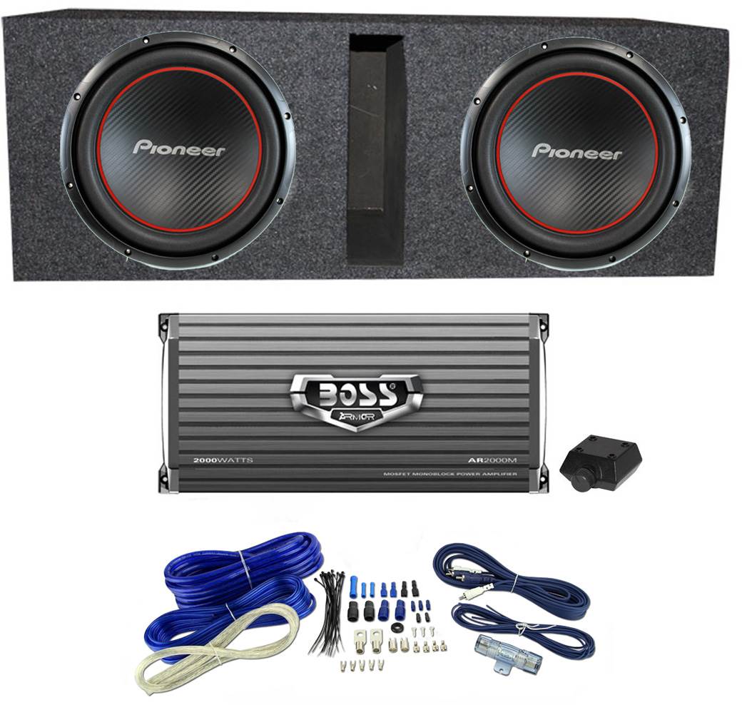 Pioneer TS-W304R Bass Package - 2) 12" Subwoofers + Box + Monoblock Amp + Wiring