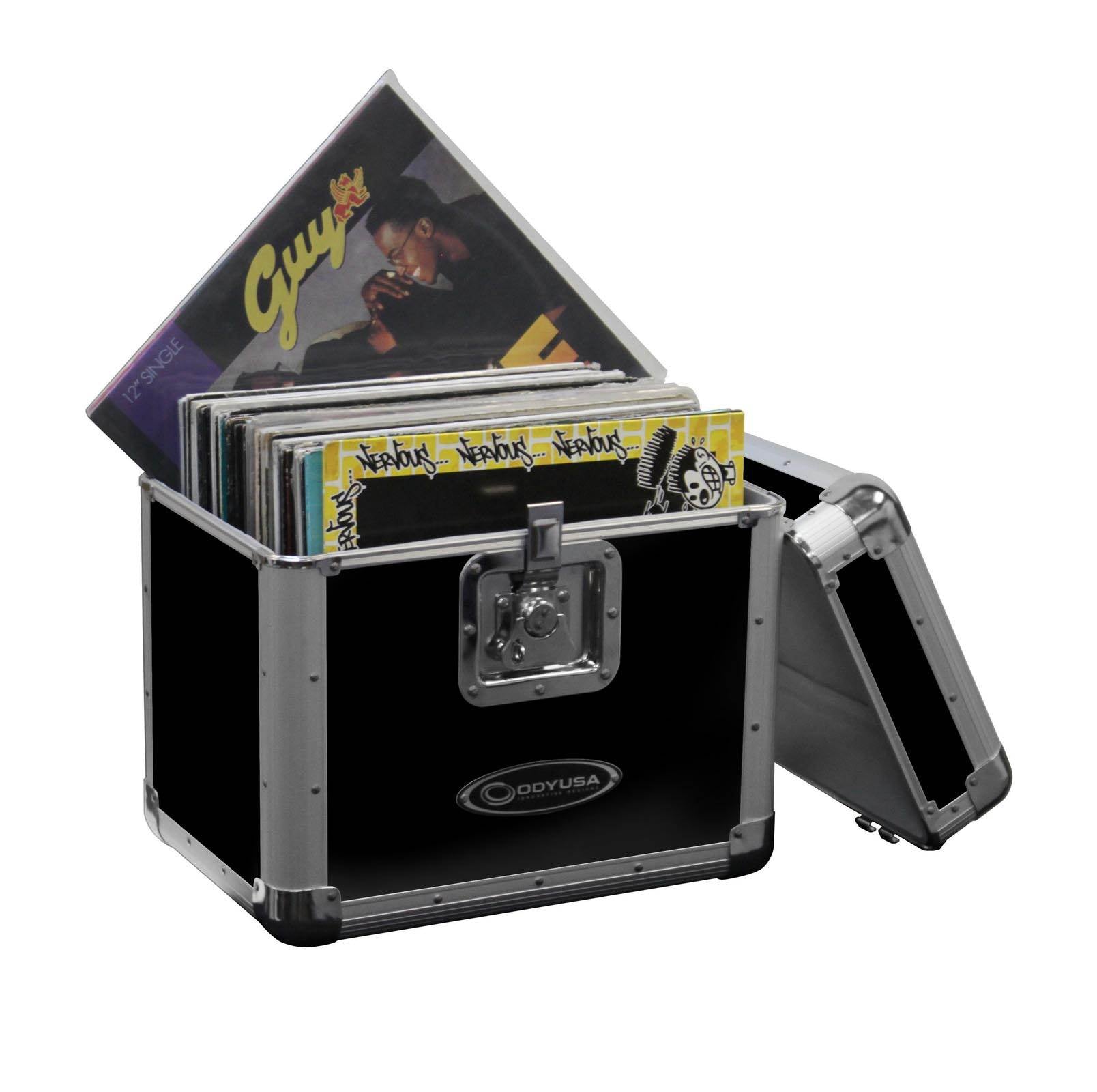Odyssey KROM Stackable Record Utility Case for 70 12" Vinyl Records & LPs, Black - VMInnovations