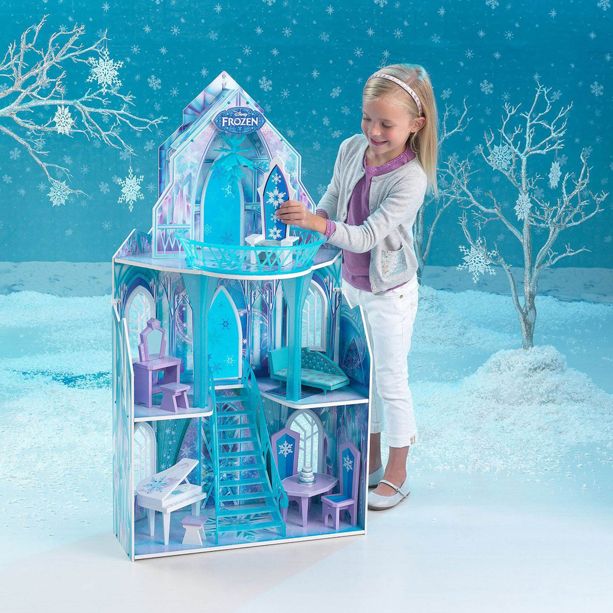 KidKraft Disney's Frozen Ice Castle Dollhouse 5 Rooms and Chandelier (Open Box)
