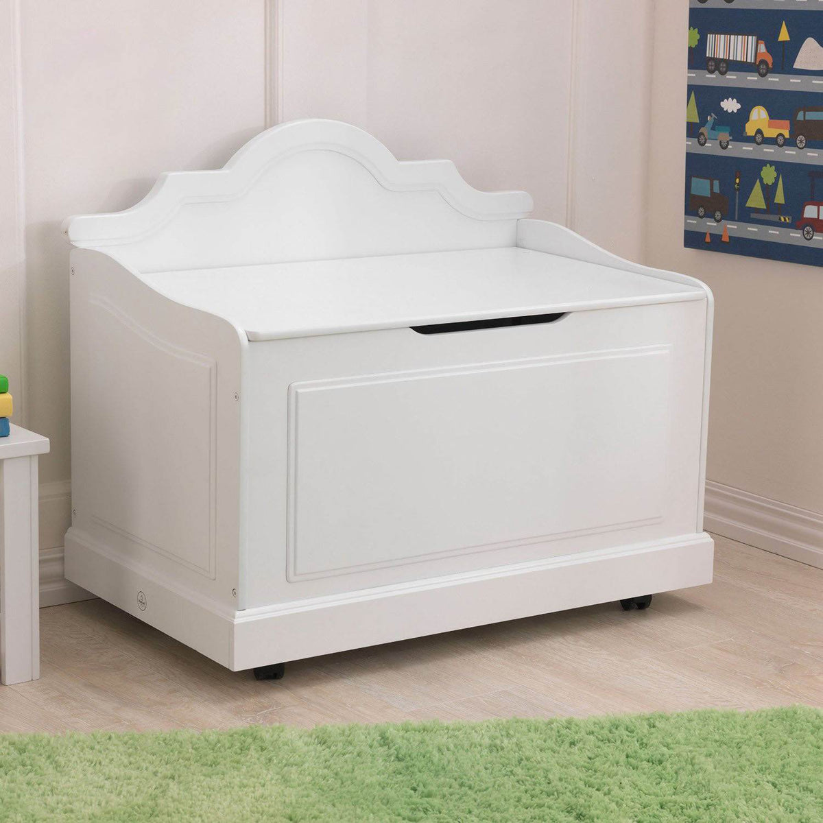 KidKraft Raleigh Kids Wooden Toy Box Chest and Bench, White 14972 (Open Box)