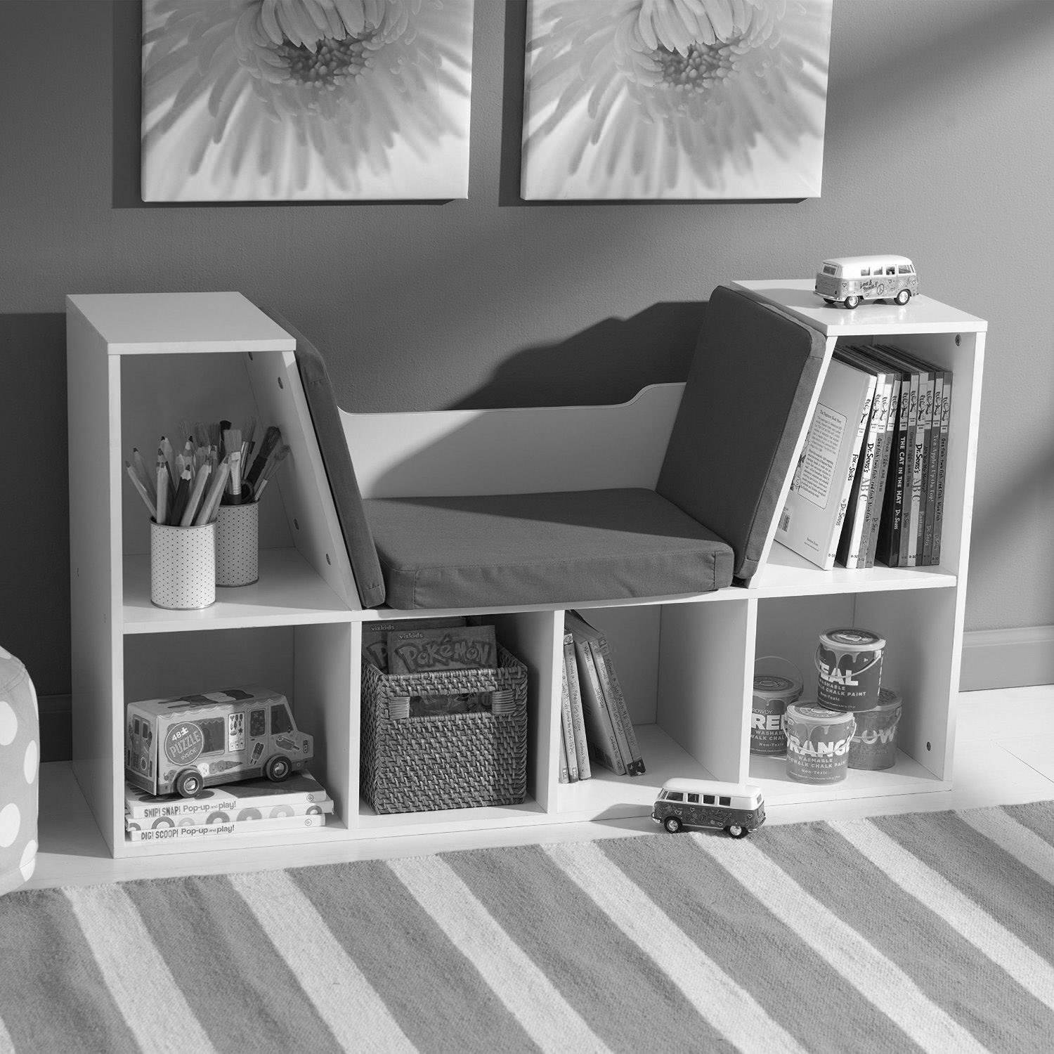 KidKraft Children's Bookcase with Reading Nook and Cushions, Espresso (Open Box)