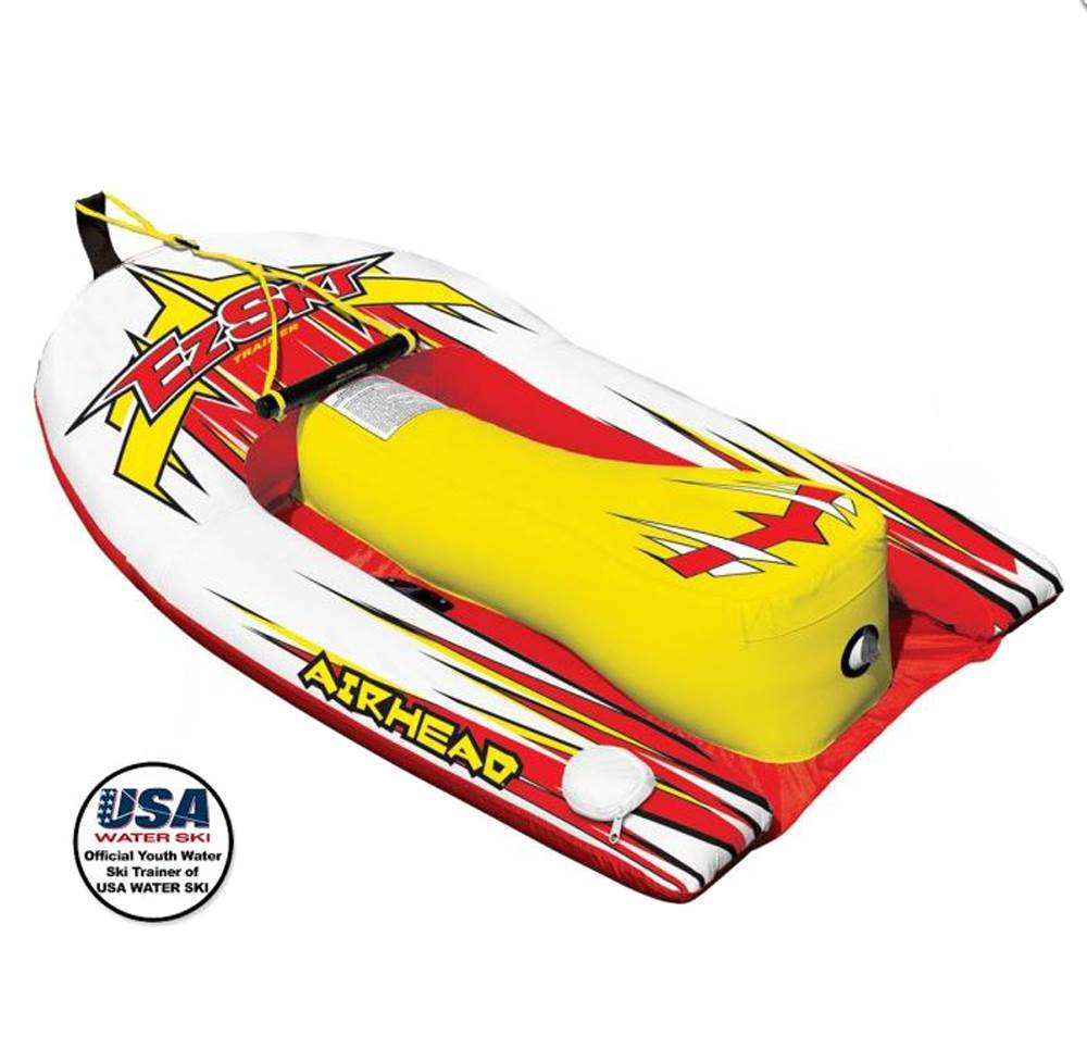 Airhead Big EZ Ski Inflatable Water Skiing Training Towable Tube w/ 60' Tow Rope