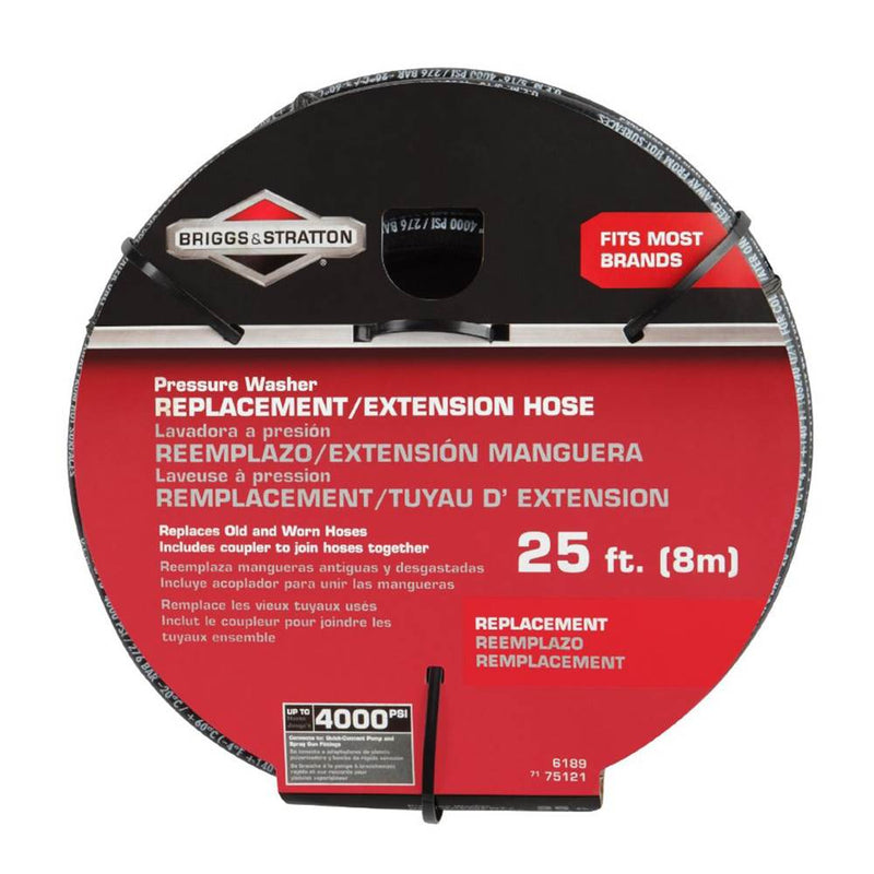 Briggs & Stratton 6189 25 Foot Replacement Pressure Washer Extension Hose, Black - VMInnovations