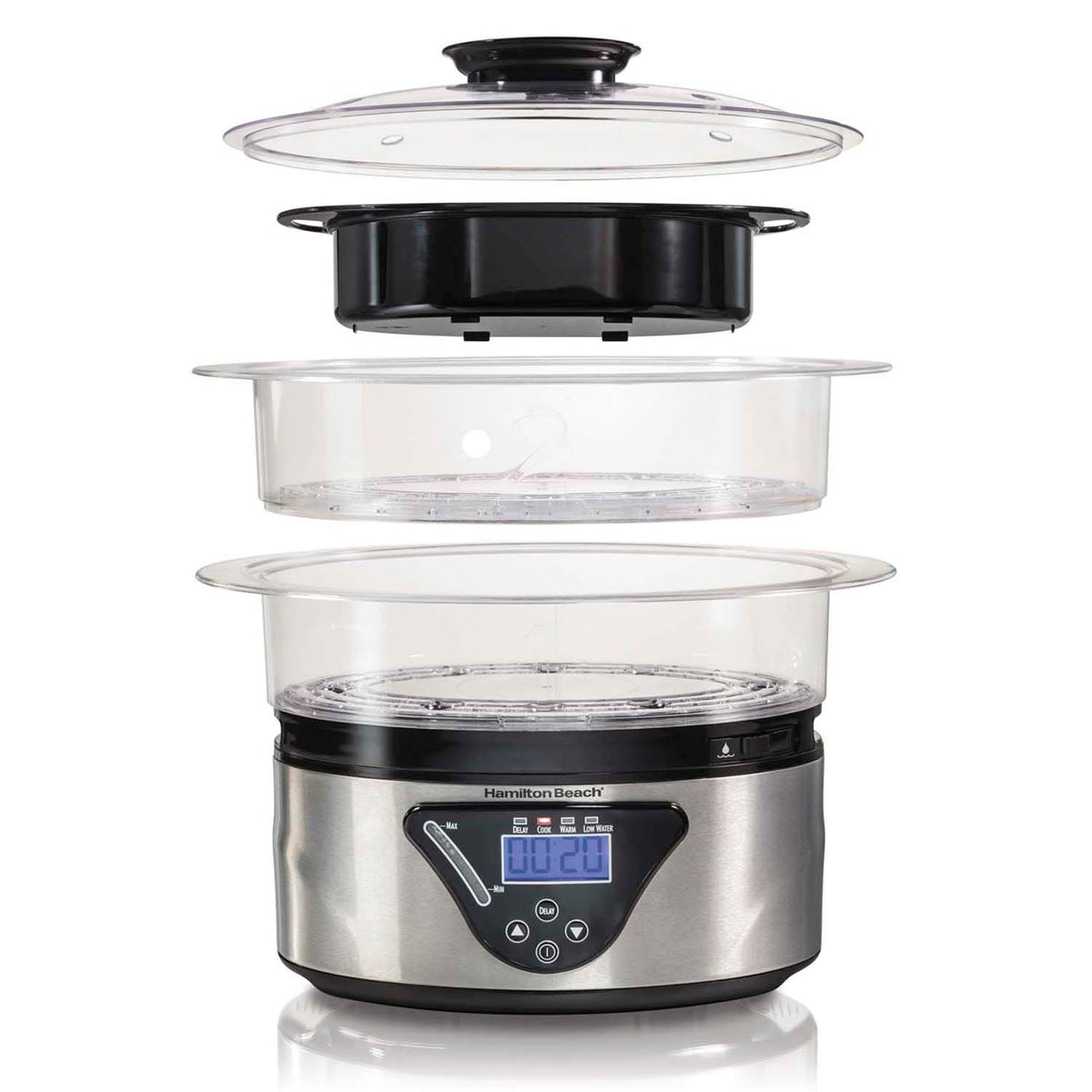 Hamilton Beach 5.5 Quart 2-Tier Countertop Digital Steamer, Silver (Open Box)
