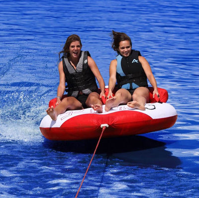 Airhead Riptide 2 Double Rider Inflatable Lake Boat Towable Tube with Tow Rope