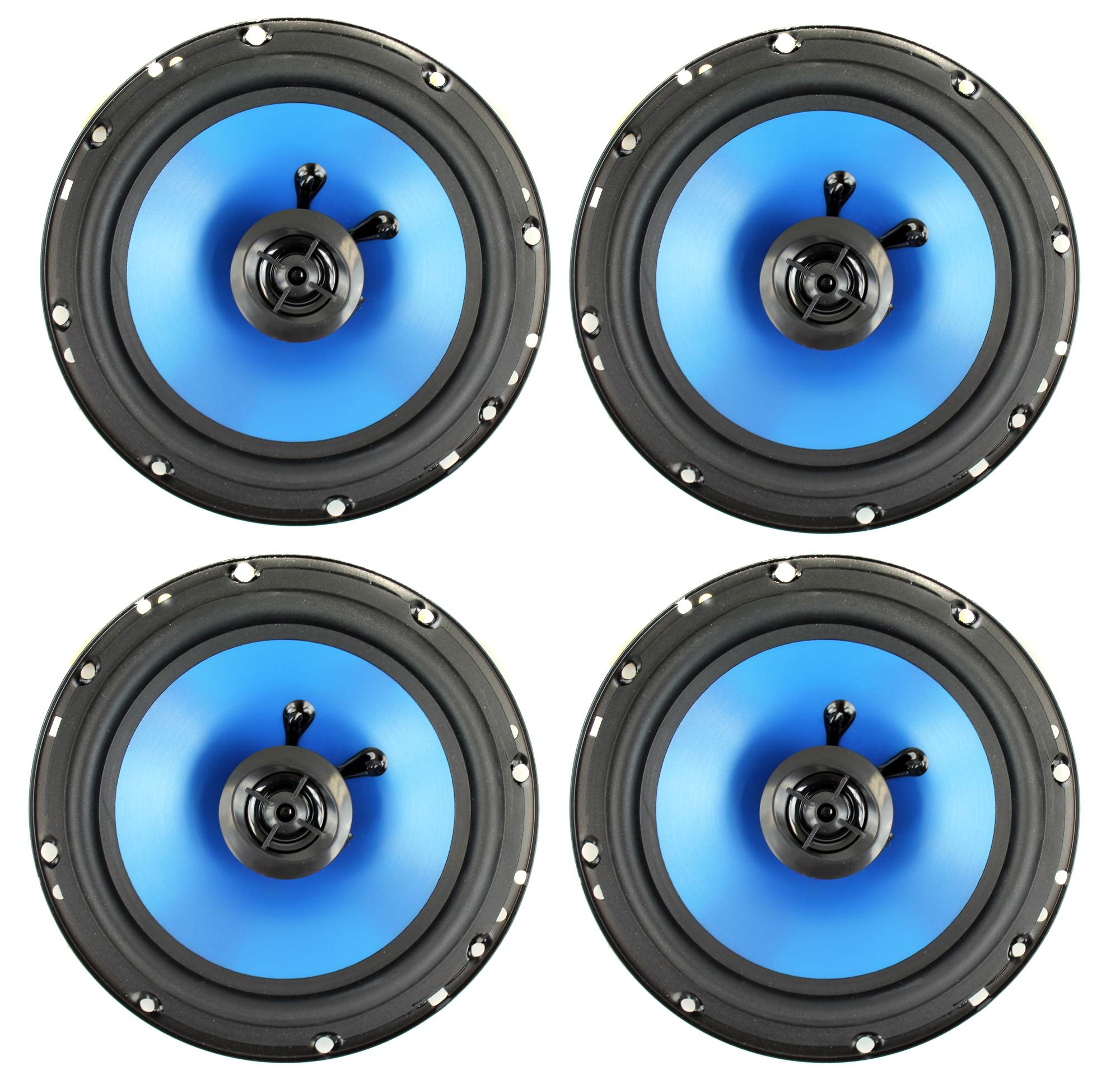 QPower 6.5" 300W 2-Way Blue Car Audio Stereo Coaxial Speaker Set, 4pk | QP650