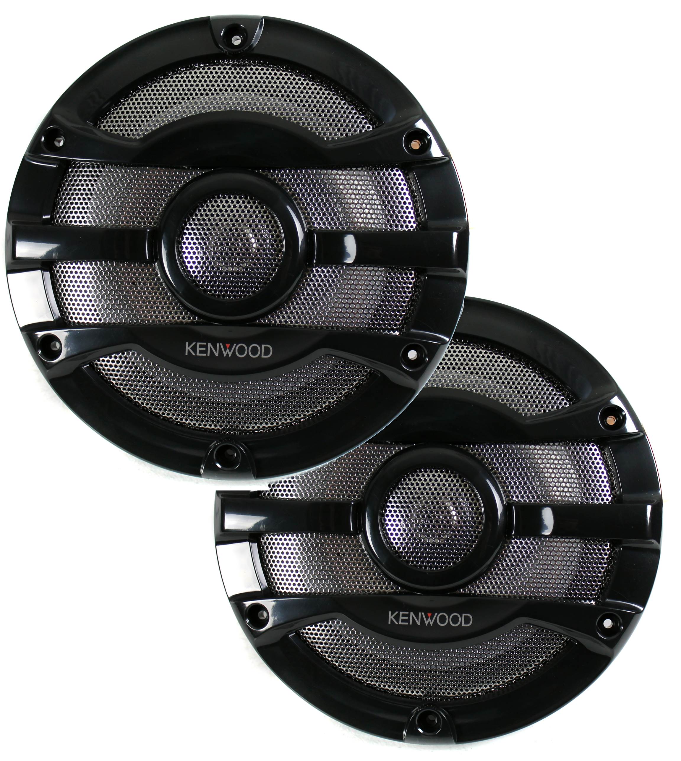 2) Kenwood 8 Inch 300 Watt Powersports/Marine Boat Black Speakers (Open Box)
