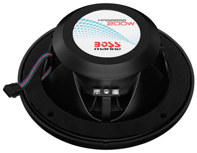 2) BOSS Audio MRGB65B 6.5" 200W Boat Marine RGB LED Light Speakers Black Pair