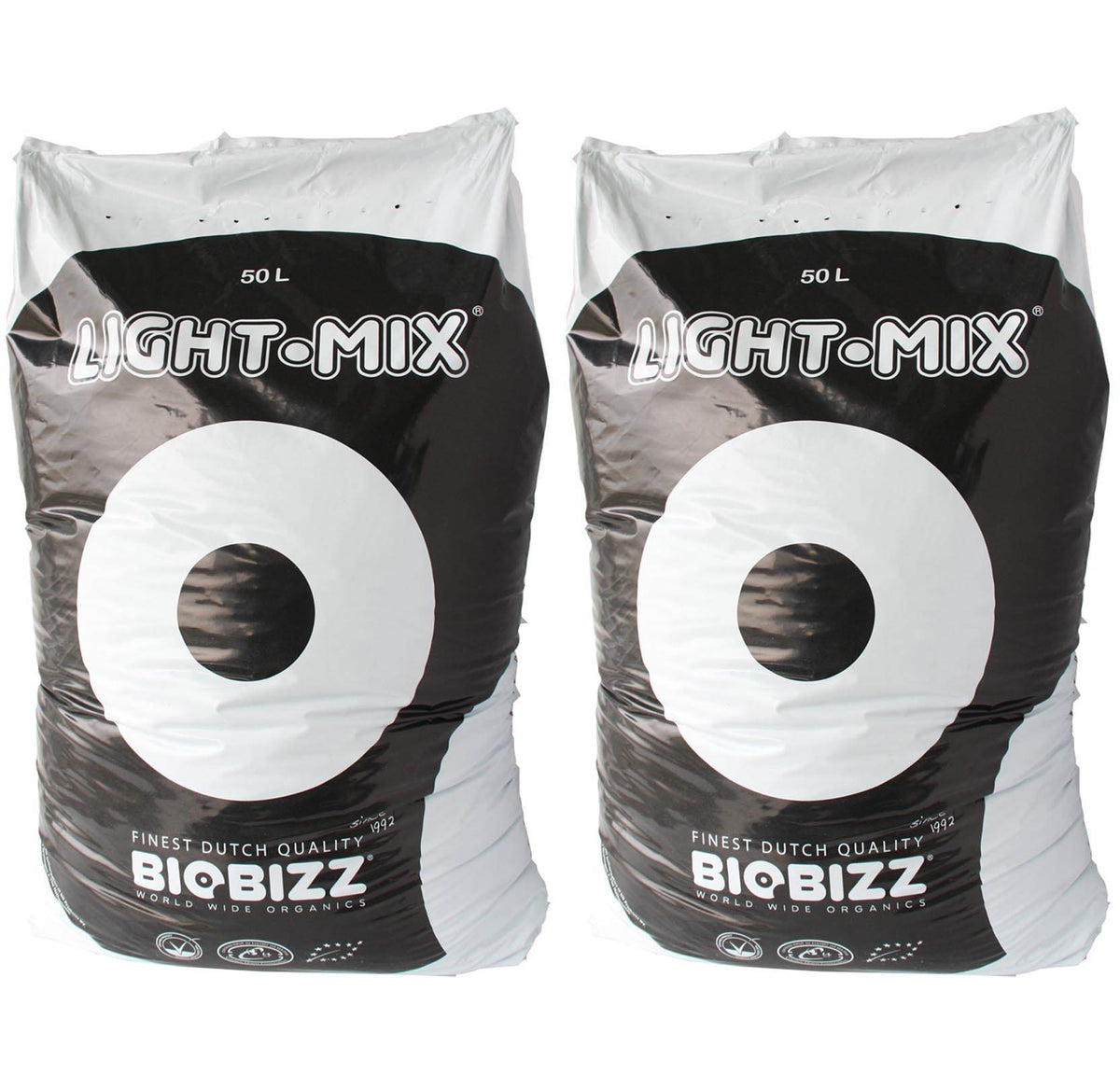 BioBizz BBLM50L Light-Mix 50L Organic Farm Plant Growing Substrate Bag (2 Pack)