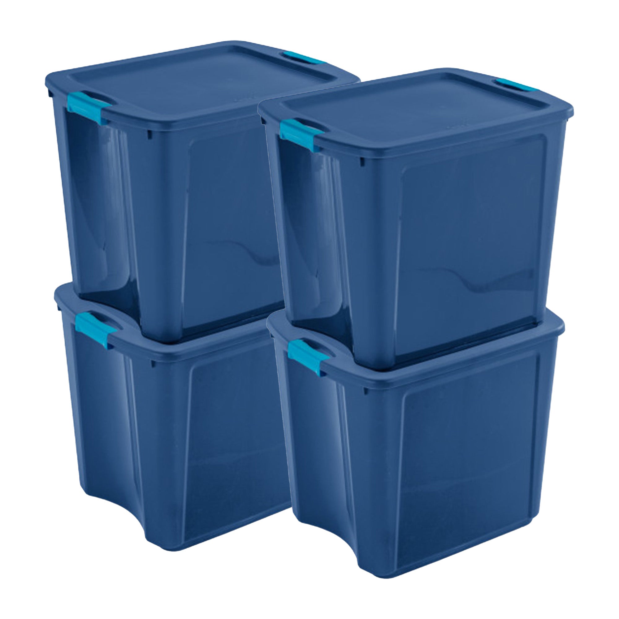 Sterilite 26 Gal Latch and Carry Stackable Storage Bin with Latching Lid, 4 Pack - VMInnovations