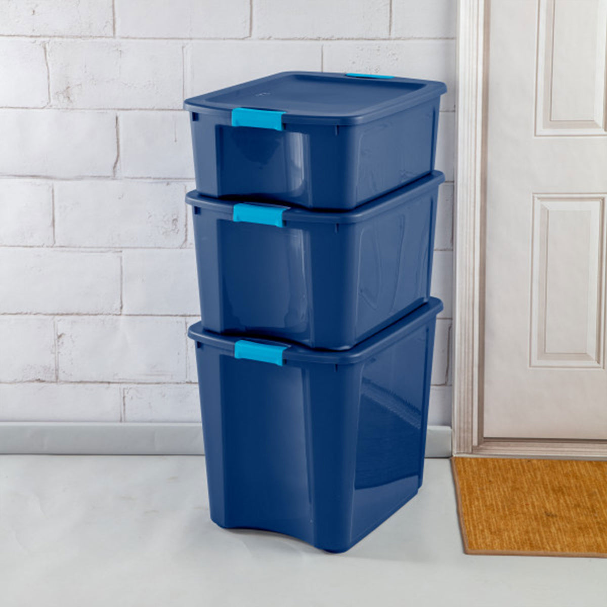 Sterilite 26 Gal Latch and Carry Stackable Storage Bin with Latching Lid, 4 Pack