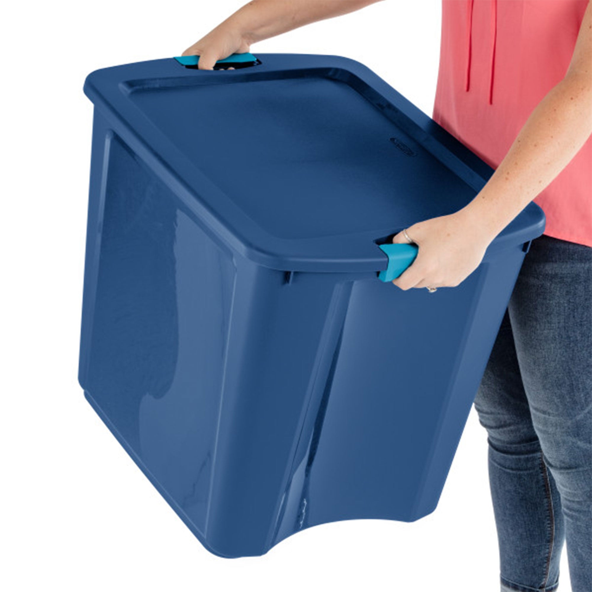 Sterilite 26 Gal Latching Lid Storage Tote Container w/ Handles, Blue (12 Pack) - VMInnovations