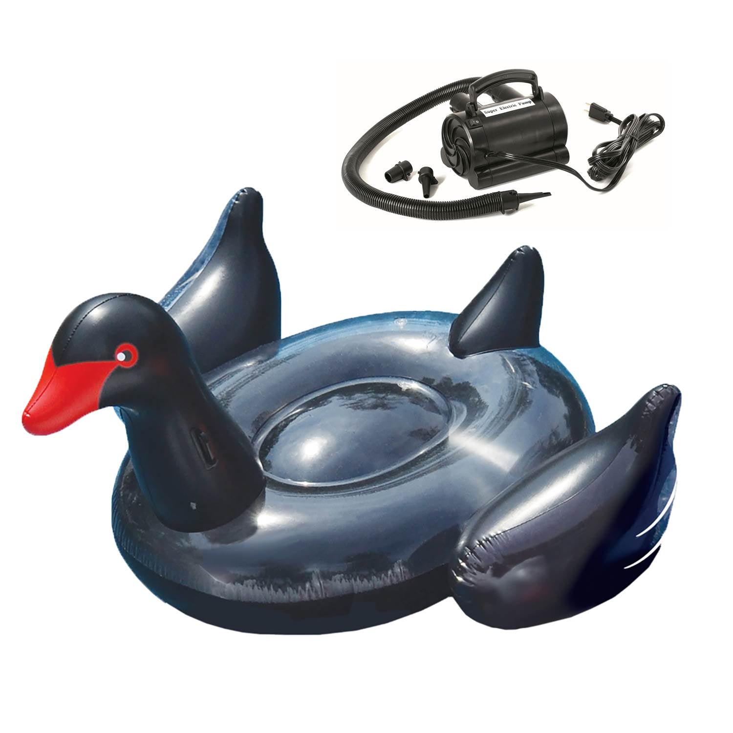 Swimline Black Swan Inflatable Float + Electric Air Pump Inflator | 90628+9095