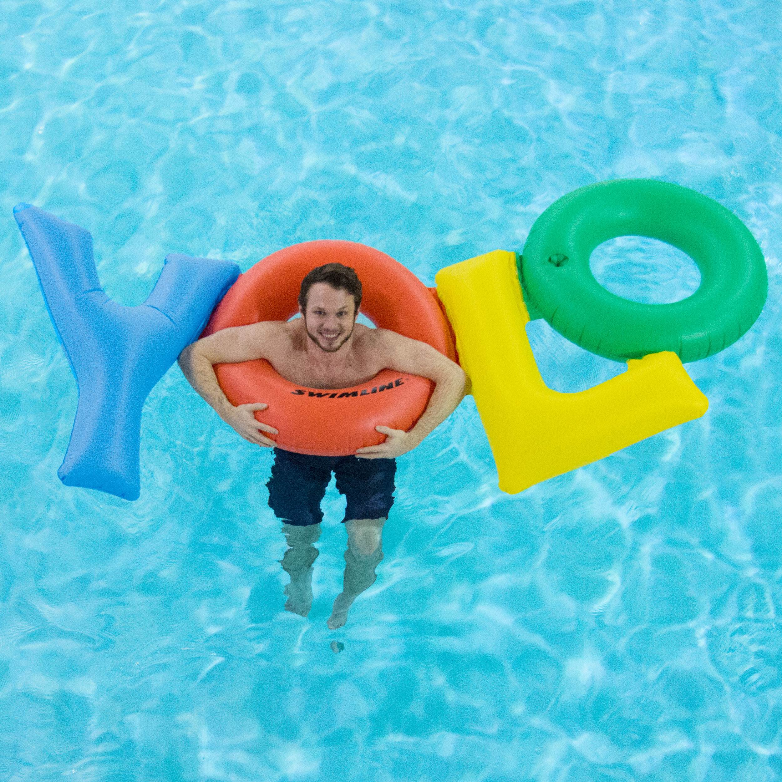 Swimline Inflatable YOLO Raft Float + Electric Air Pump Inflator | 90631+9095