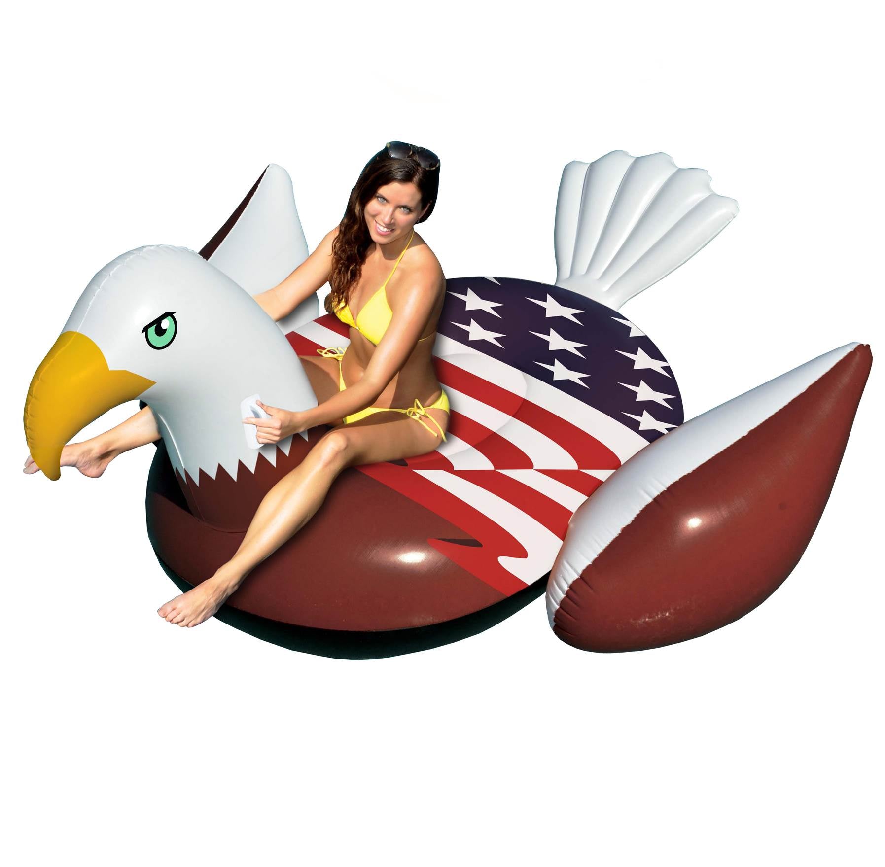 Swimline Patriotic American Bald Eagle Inflatable Pool Float w/ 110V Air Pump - VMInnovations