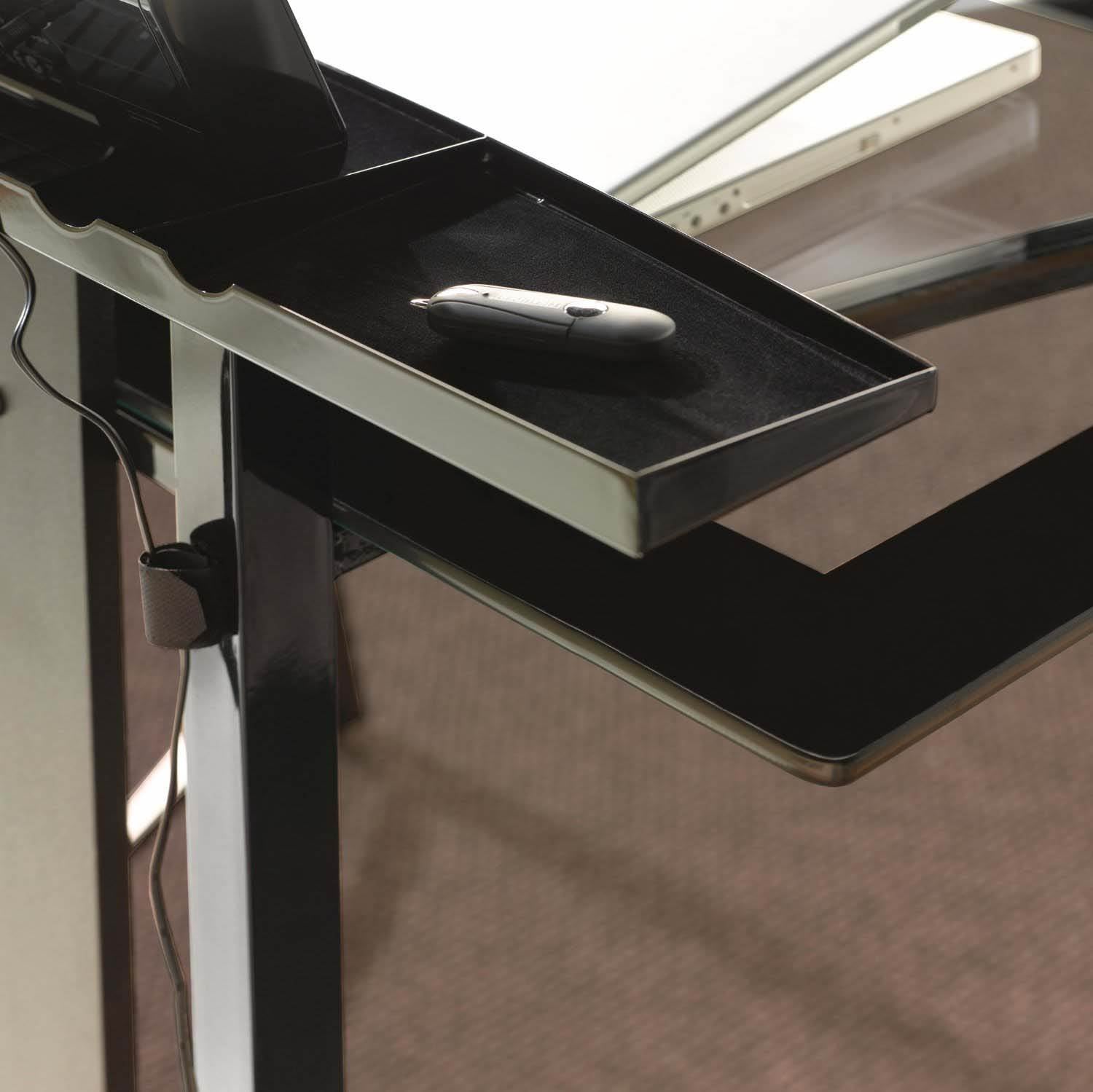 Sauder Furniture Mirage Desk with Tempered Glass Top, Black SF-411969 (Open Box)