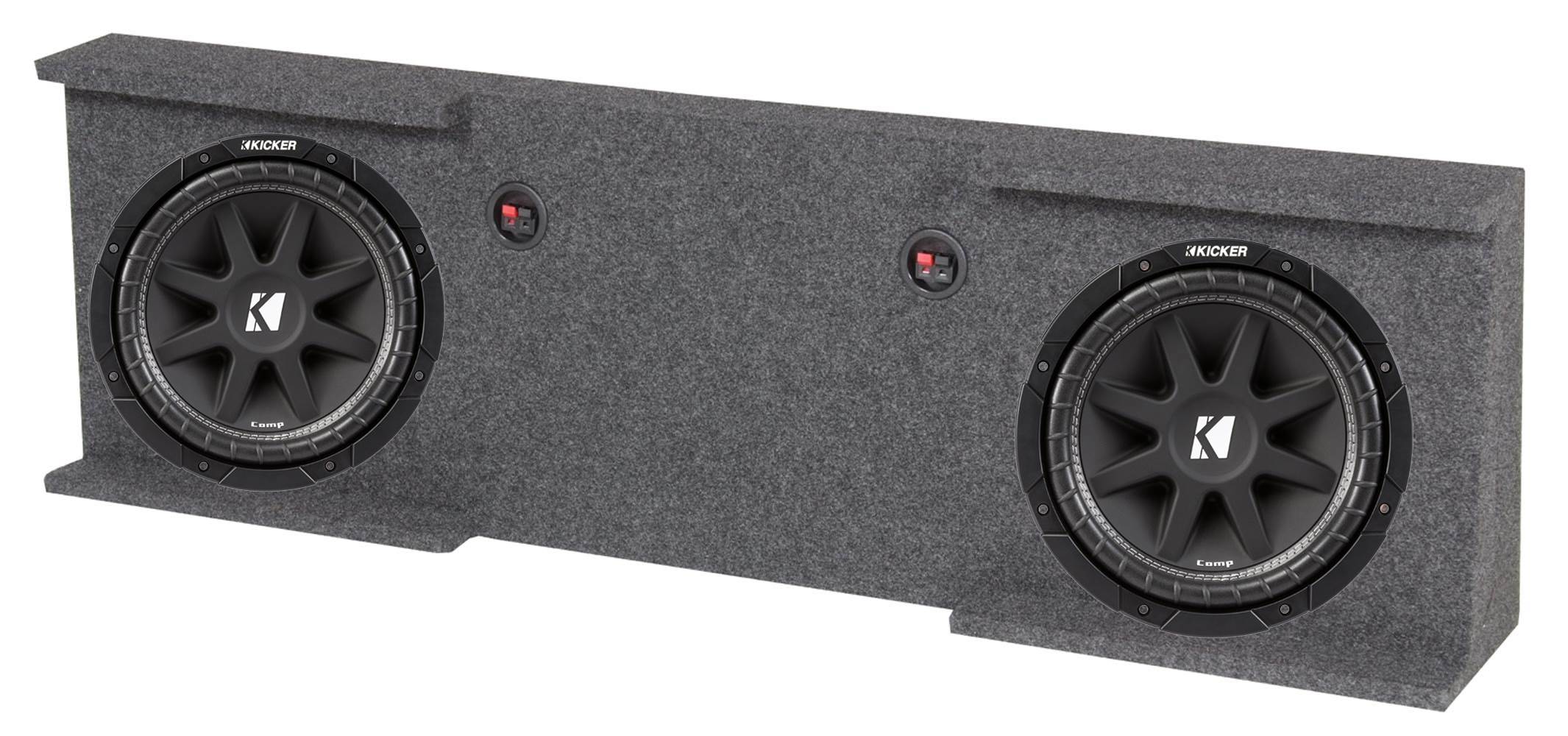 2) Kicker 600W Subwoofers + GMC Chevy Crew Cab 07-13 10" Subwoofer Box Enclosure