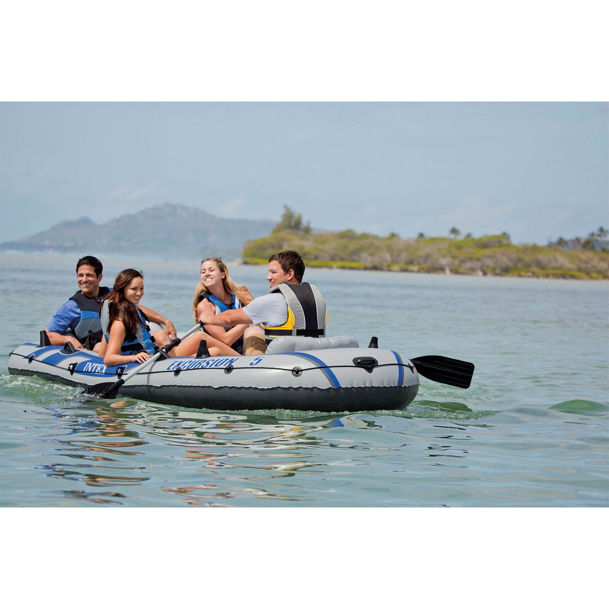 Intex Excursion 5 Person Inflatable Fishing Boat Set w/ Oars, Pump (Ripped Bag)