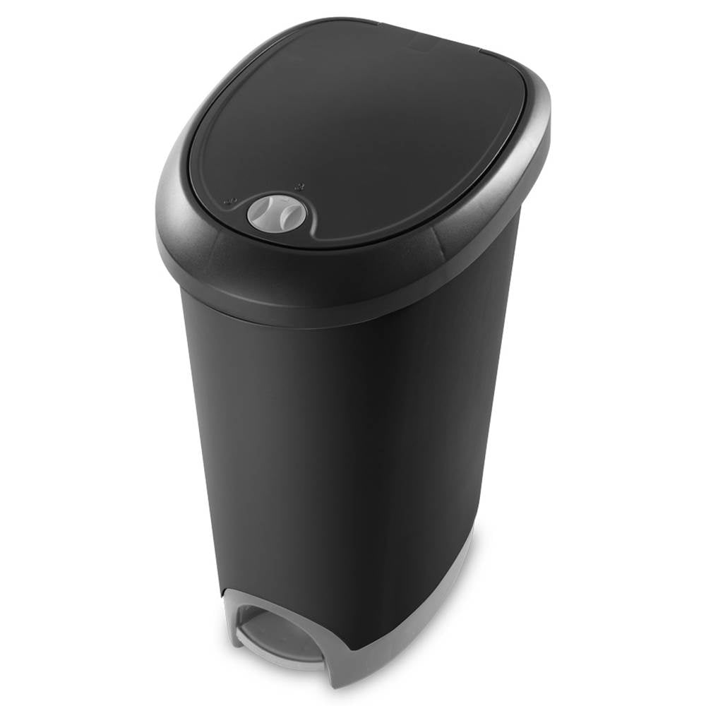 Sterilite 12.6 Gallon Locking StepOn Garbage Wastebasket, Black (Open Box)