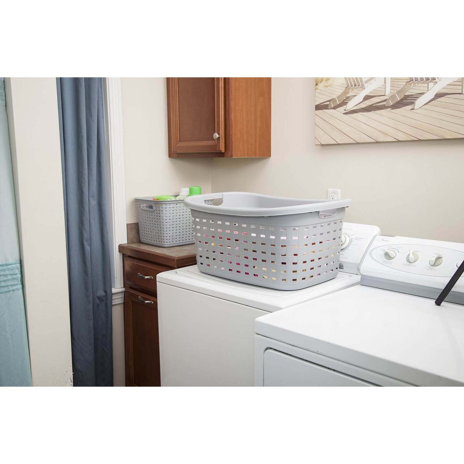 Sterilite Weave Laundry Basket with Wicker Pattern, Cement Gray (Open Box)