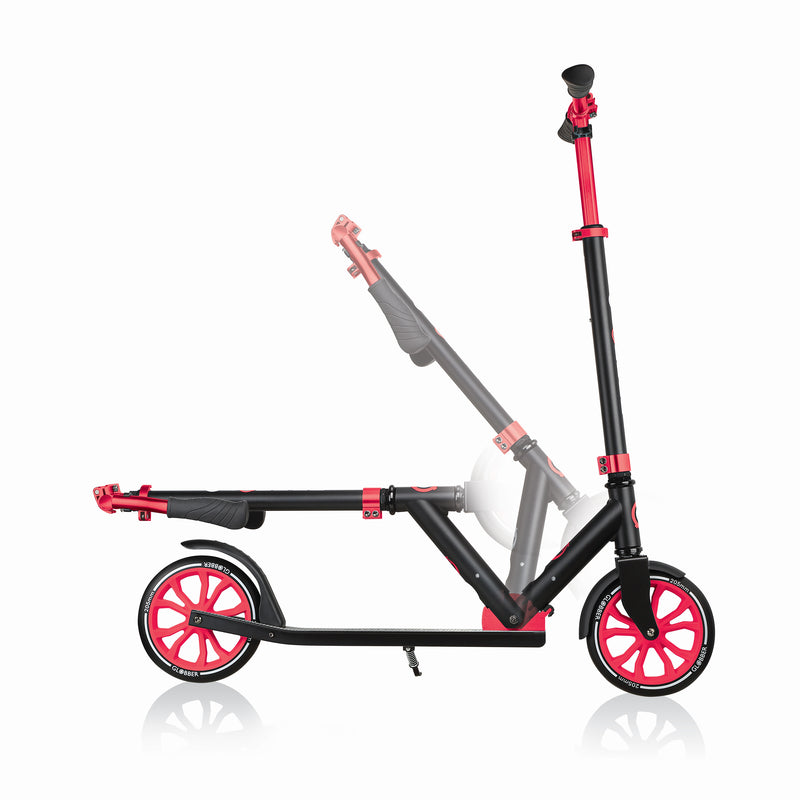 Globber NL 500-205 Lightweight Foldable 2-Wheel Kick Scooter, Black and Red