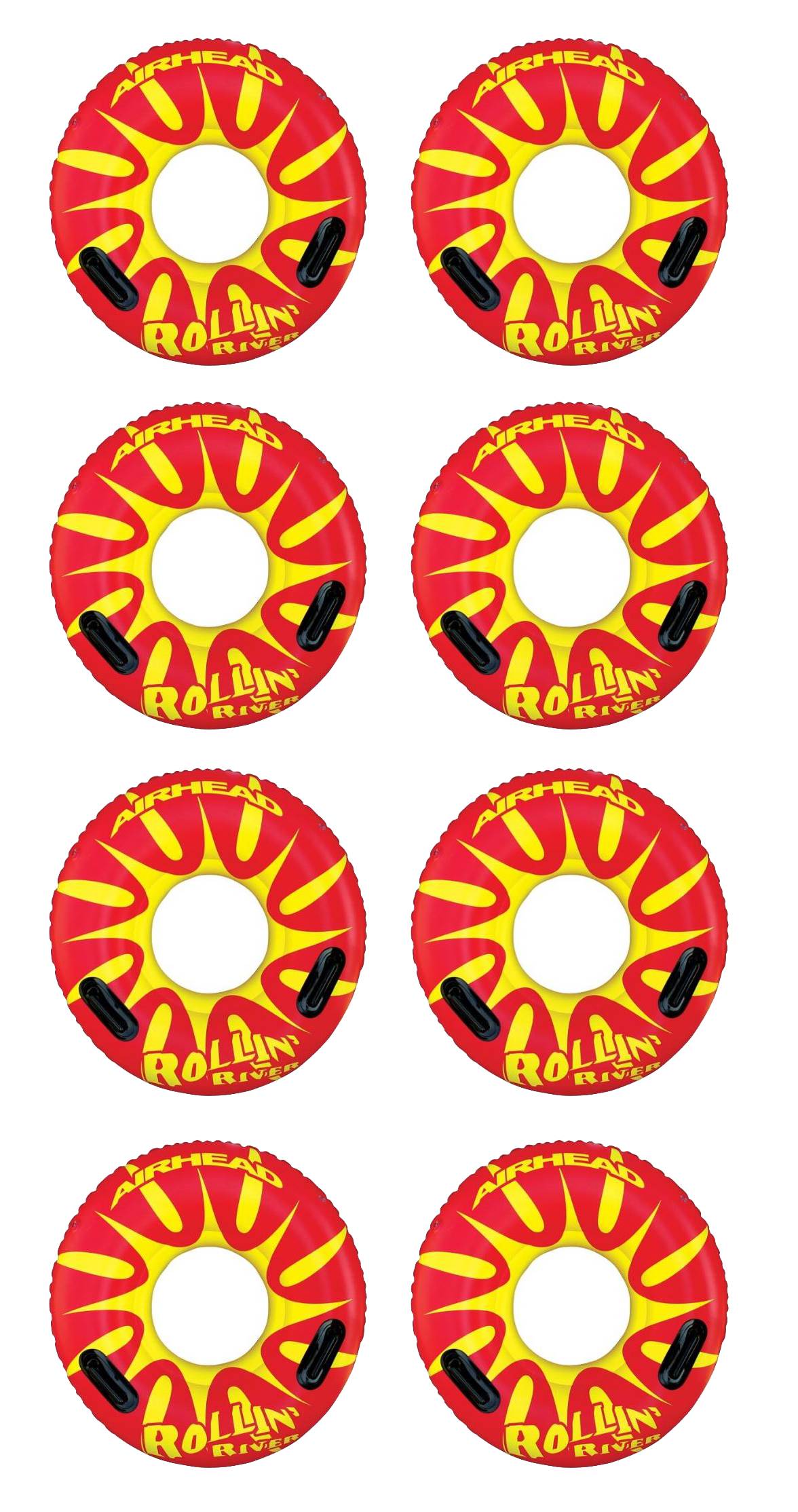 8) Airhead Rollin' River Single Person Inflatable Pool Float Tubes | 4 x AHRR-1