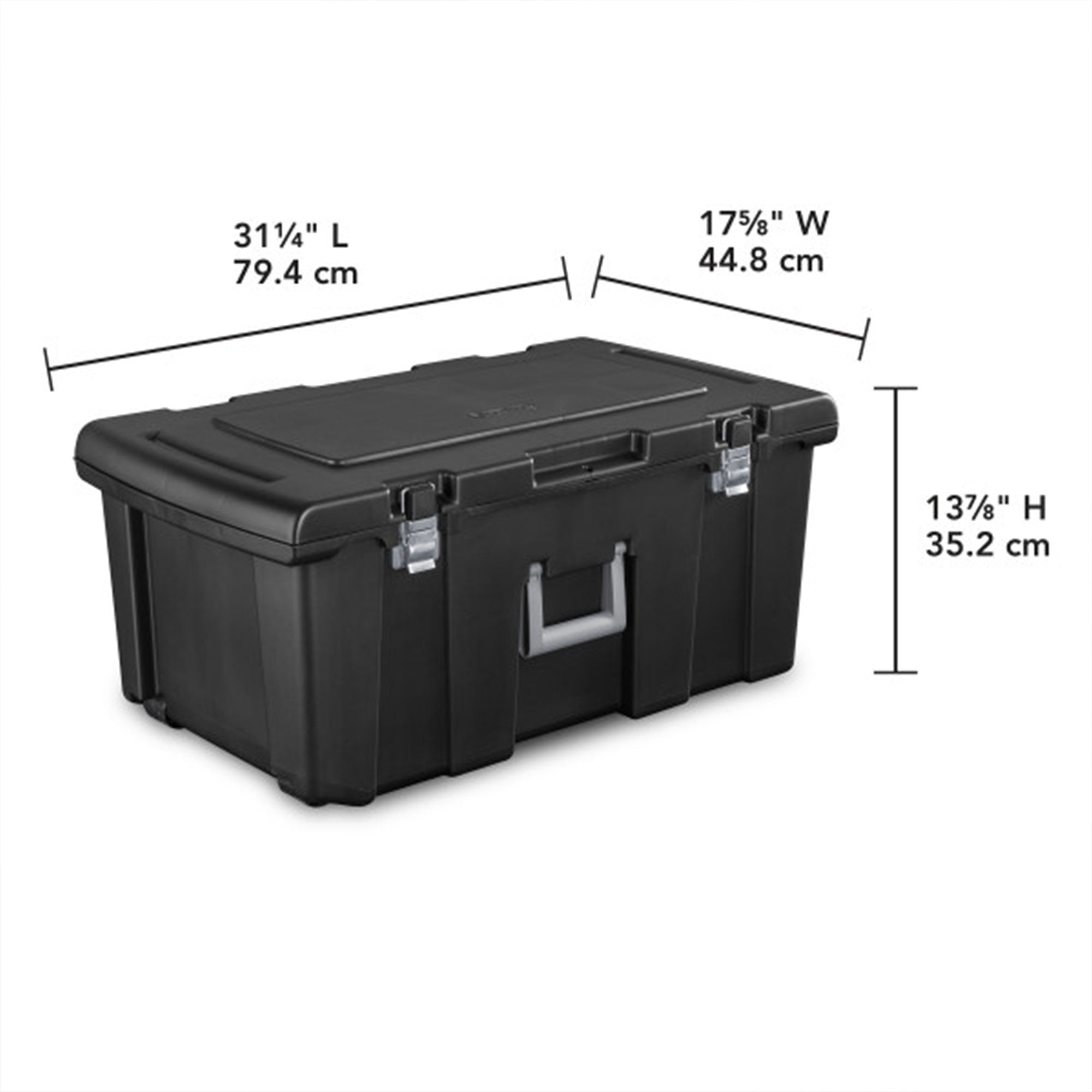 Sterilite Wheeled Footlocker, Plastic Utility Storage Container, Black, 4 Pack