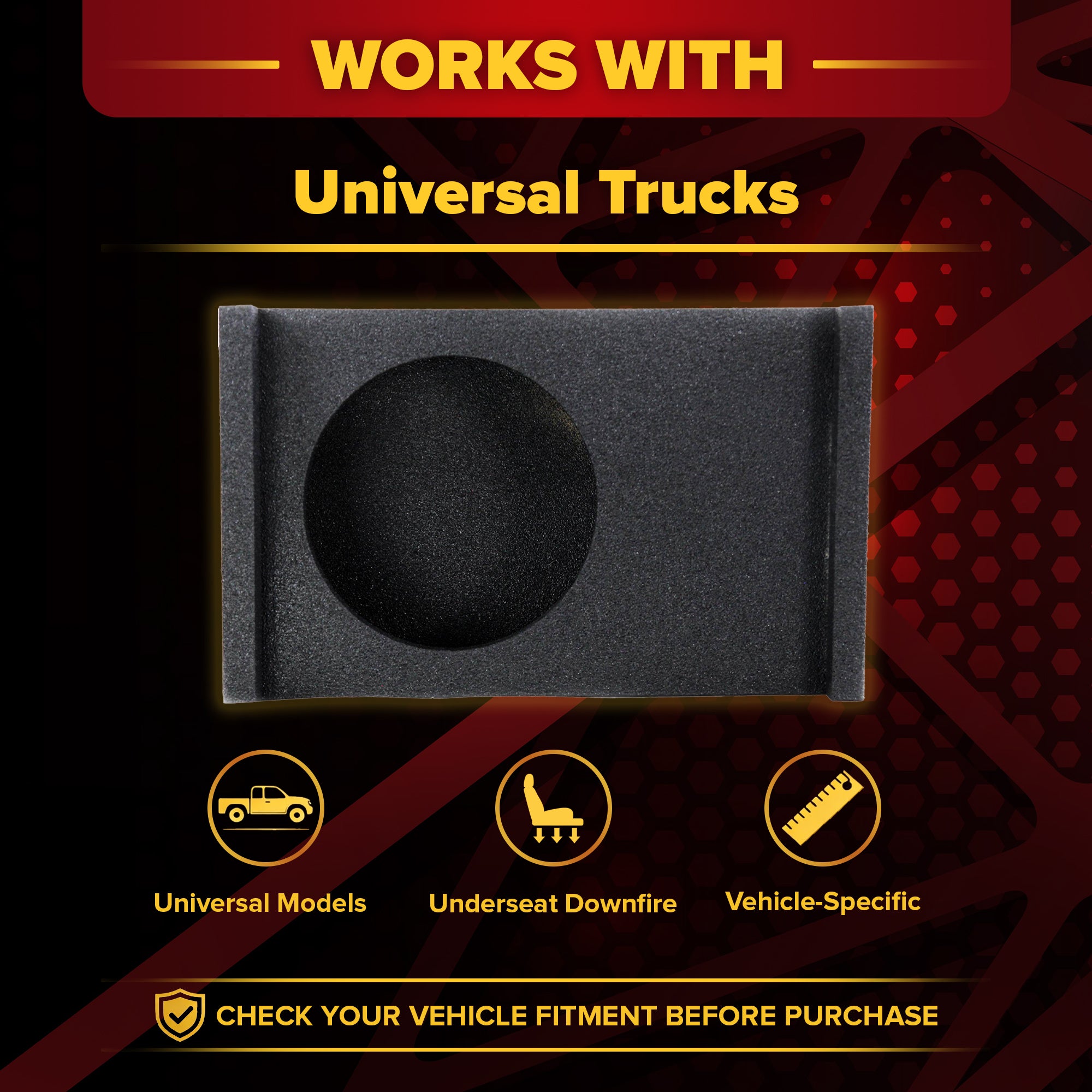 QPower Single 10 Inch Sub Enclosure, Universal Downfire/Behind Seat Speaker Box - VMInnovations