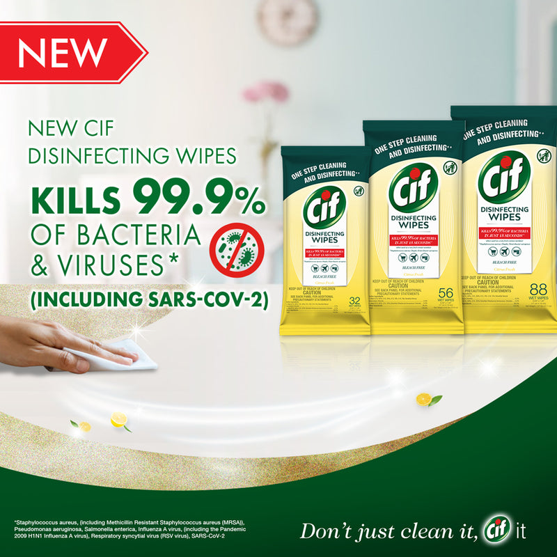 Fine Life Products Cif Multi Surface Disinfecting Citrus Wet Wipes, 32 Count