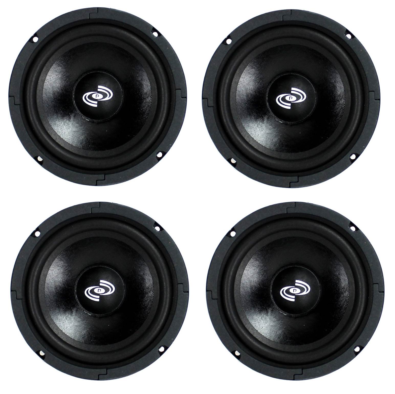 4) Pyle Pro 8 Inch 360 Watt 8-Ohm Black Driver Mid Range Audio Speakers | PDMR8 - VMInnovations