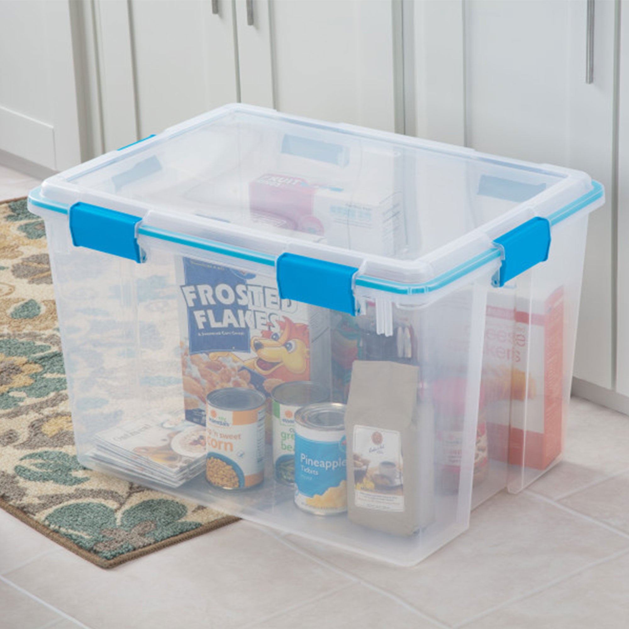 Sterilite 80 Quart Gasket Box, Stackable Storage Bin with Latching Lid, 4 Pack - VMInnovations