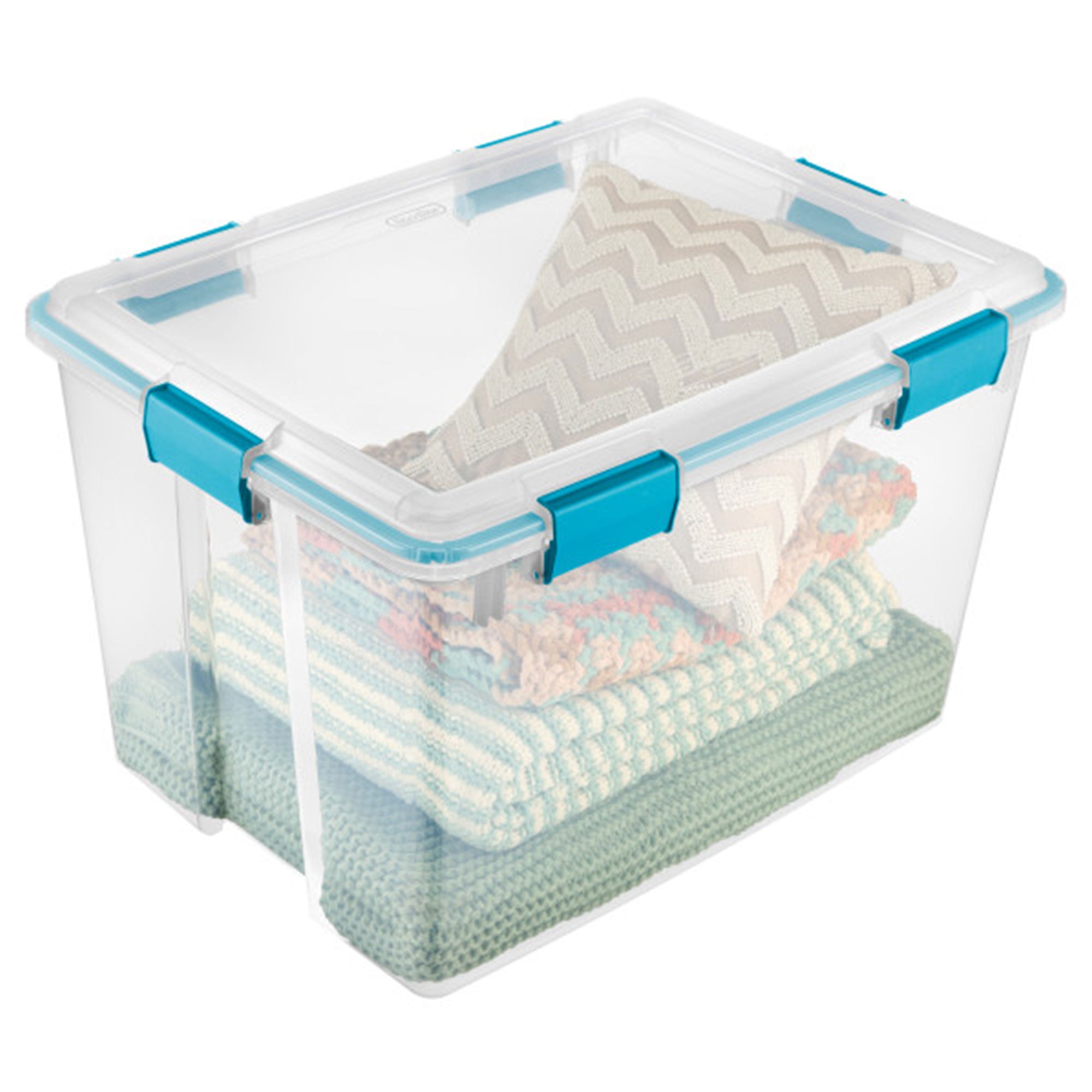 Sterilite 80 Quart Gasket Box, Stackable Storage Bin with Latching Lid, 4 Pack - VMInnovations
